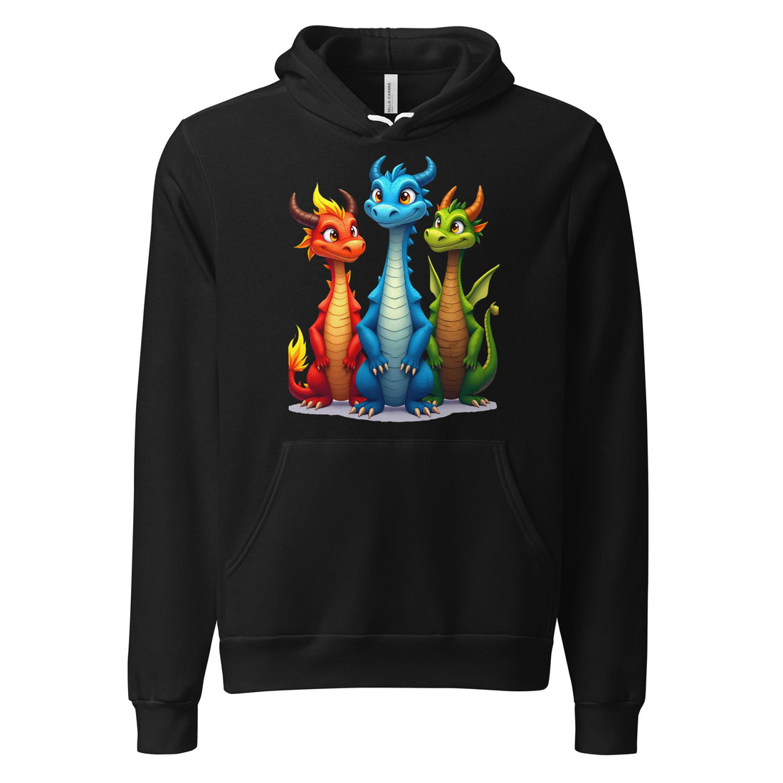 Unisex hoodie - Cute Dino Trio Hoodie – Smiling Blue Red Green Dinosaurs Photo Pose Sweatshirt by printfluence.net