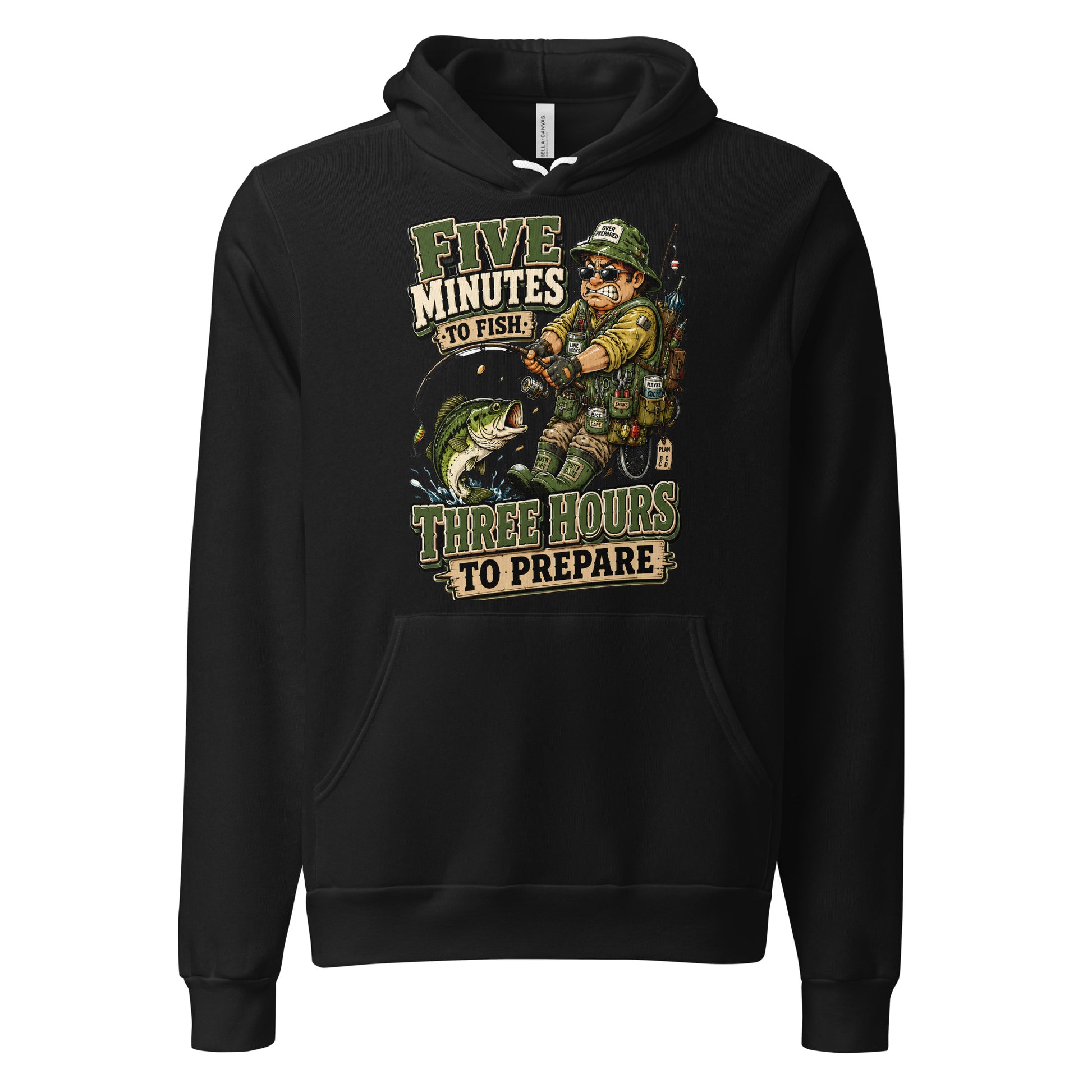 Three Hours To Prepare Hoodie - Funny Bass Fishing Lovers Graphic Pullover by printfluence.net