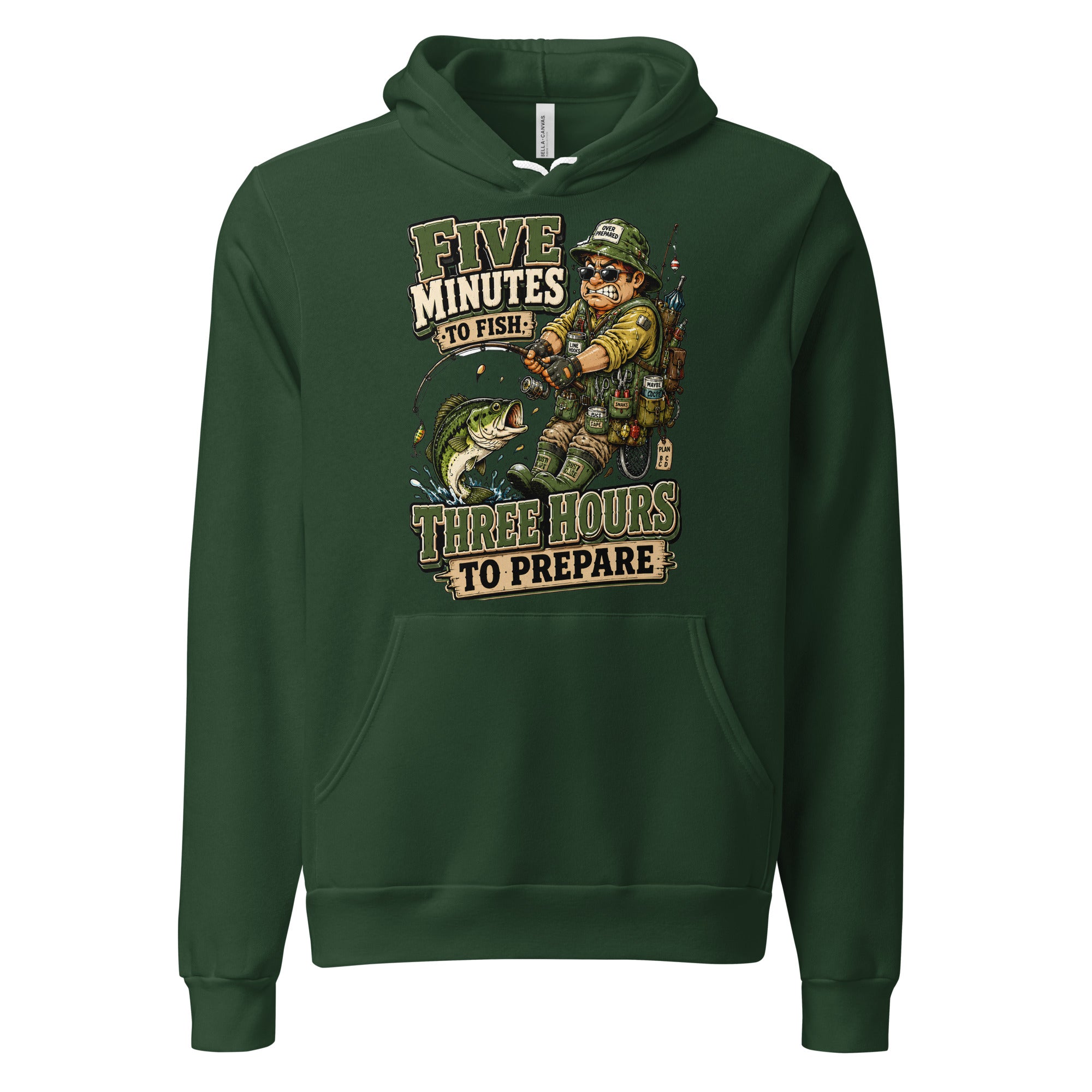 Three Hours To Prepare Hoodie - Funny Bass Fishing Lovers Graphic Pullover by printfluence.net