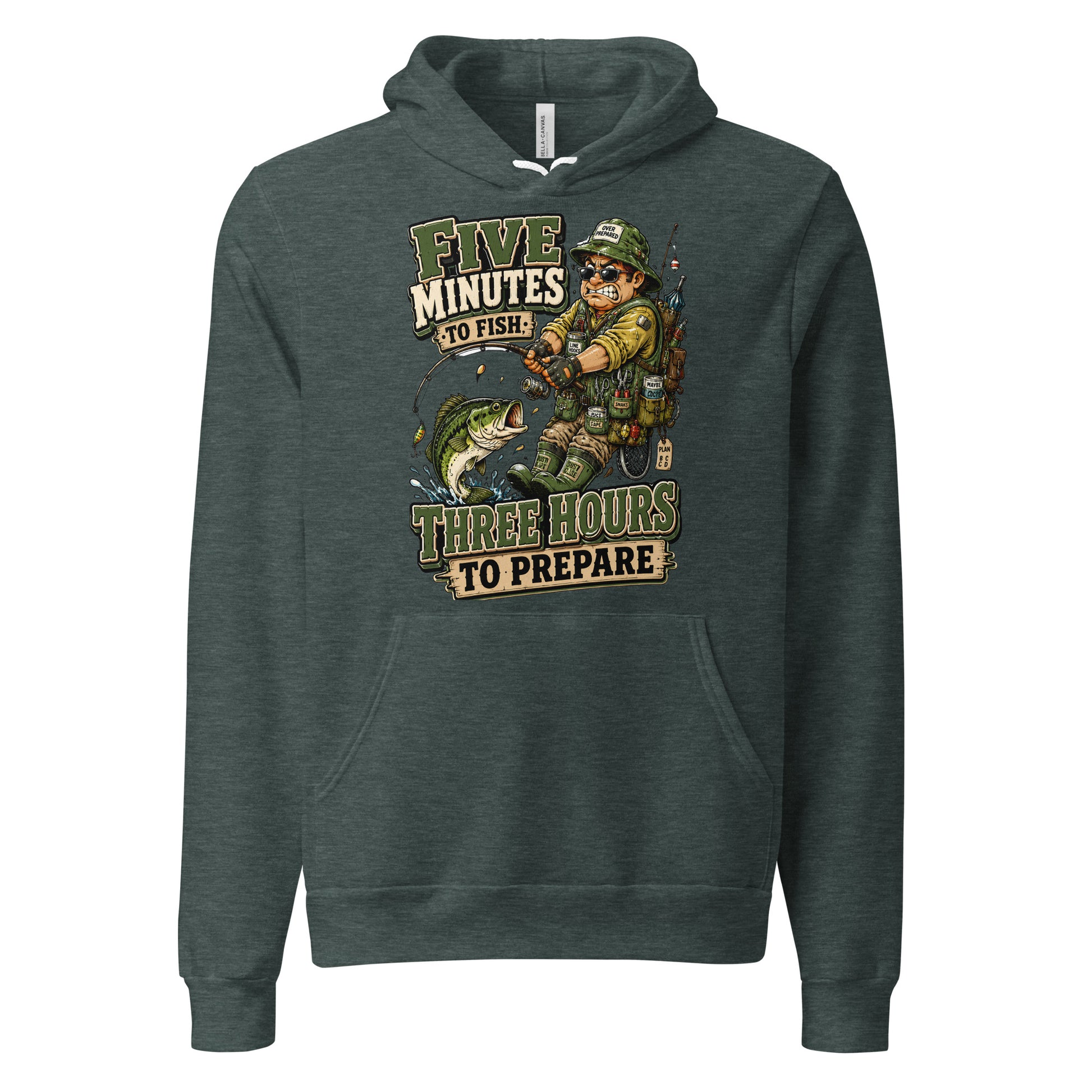 Three Hours To Prepare Hoodie - Funny Bass Fishing Lovers Graphic Pullover by printfluence.net