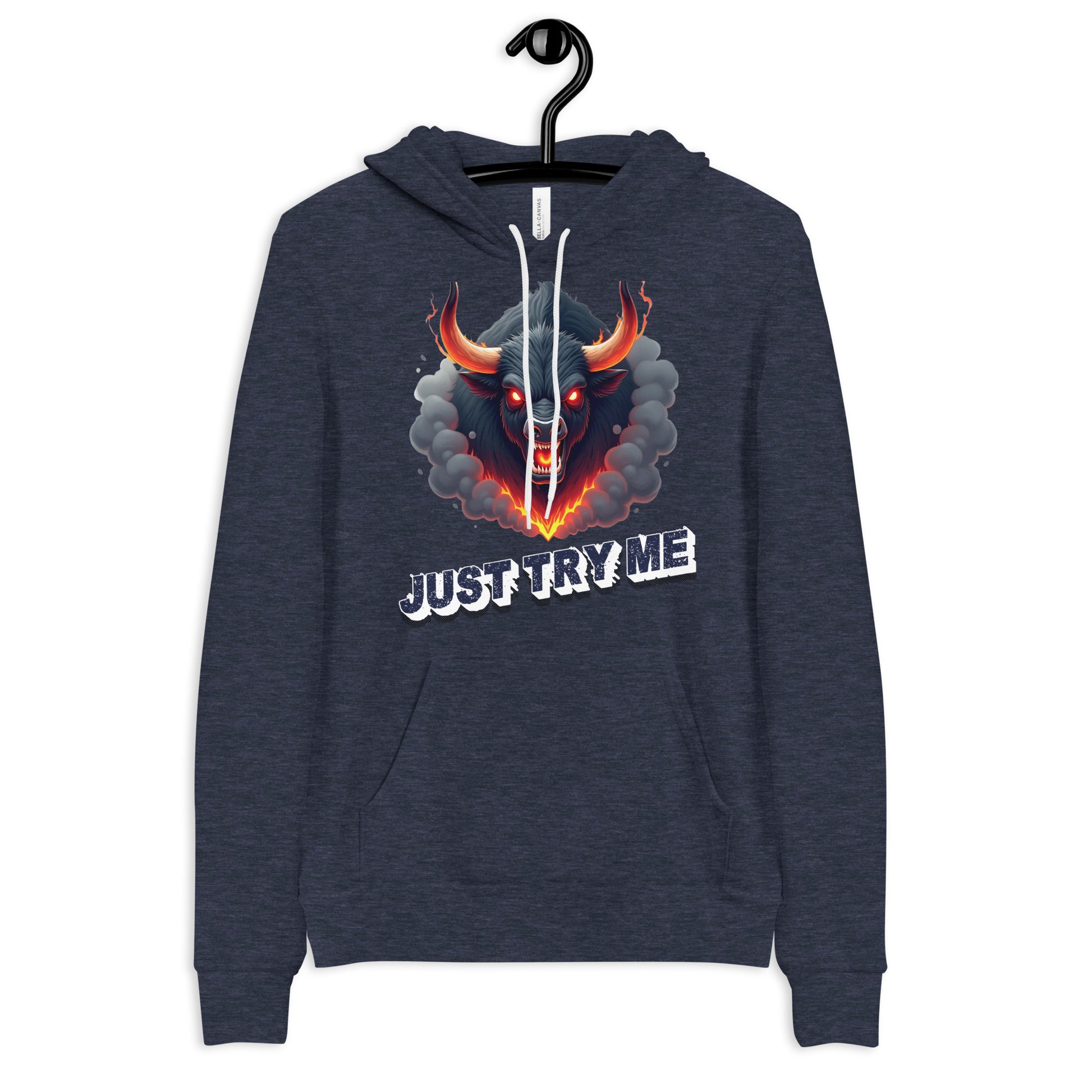 Unisex hoodie - Just Try Me Bull Unisex Hoodie – Fearless Power for Elite Warriors by printfluence.net
