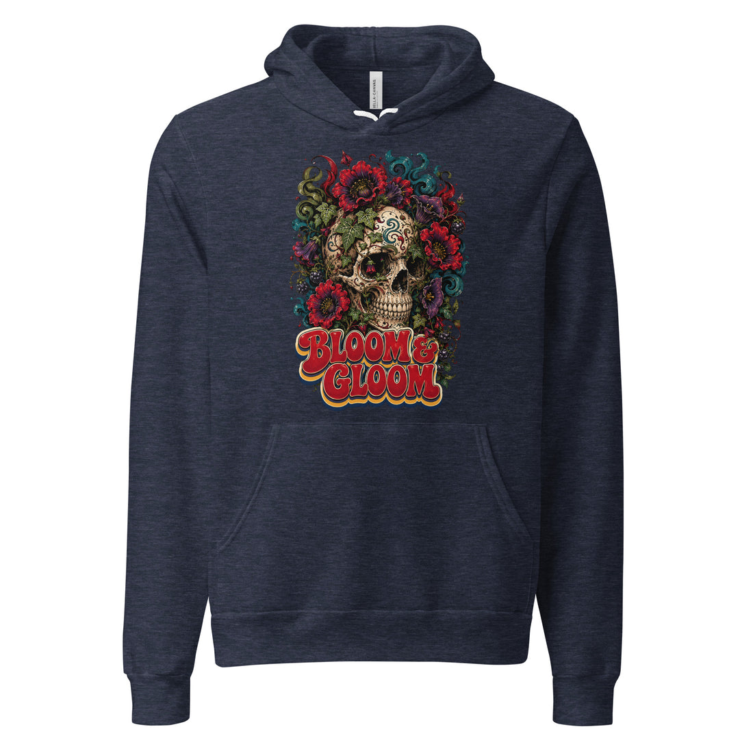 Dark Florals & Gothic Aesthetic Lovers Unisex Hoodie with Skull and "Bloom & Gloom" Design by printfluence.net