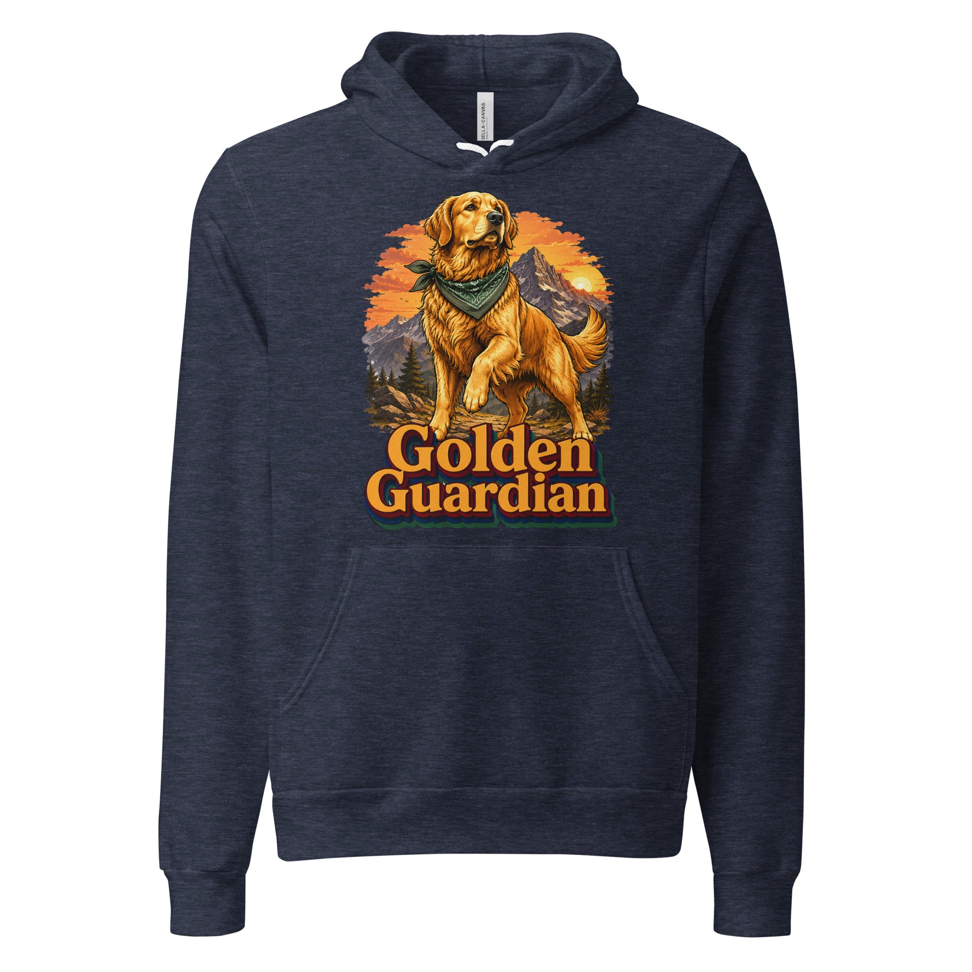 Golden Retriever Lovers Unisex Pullover Hoodie — "Golden Guardian" Mountain Explorer Dog Design by printfluence.net