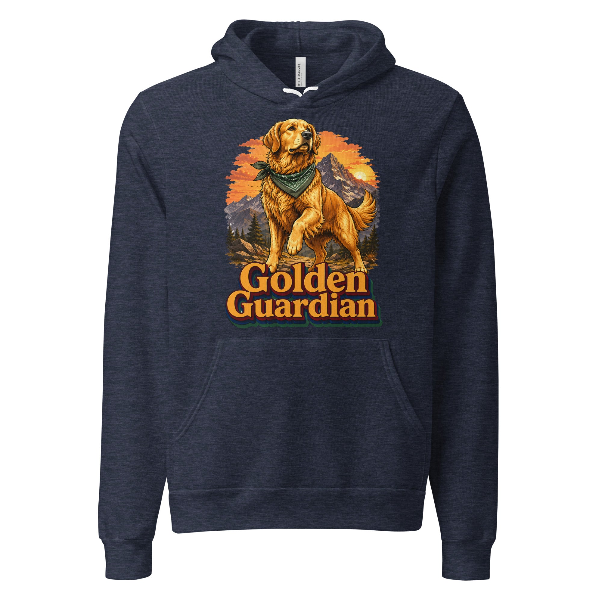 Golden Retriever Lovers Unisex Pullover Hoodie — "Golden Guardian" Mountain Explorer Dog Design by printfluence.net