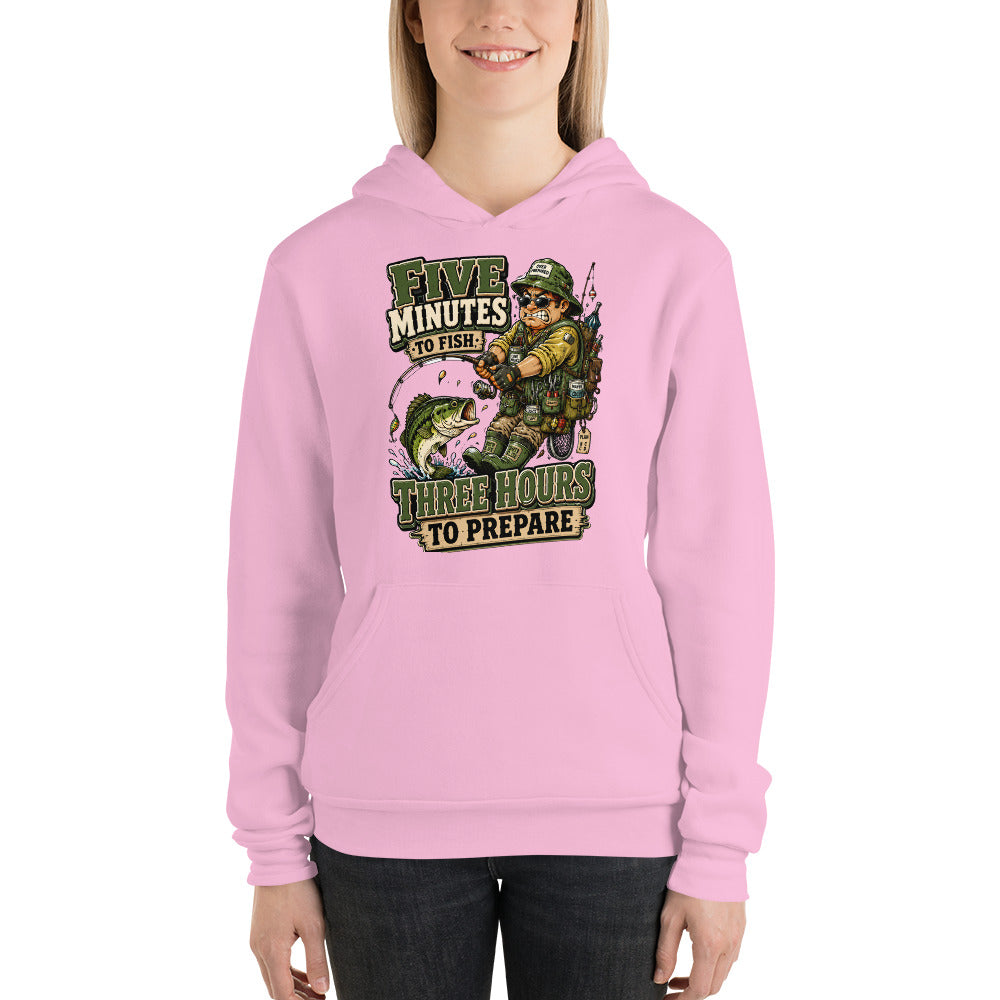 Three Hours To Prepare Hoodie - Funny Bass Fishing Lovers Graphic Pullover by printfluence.net