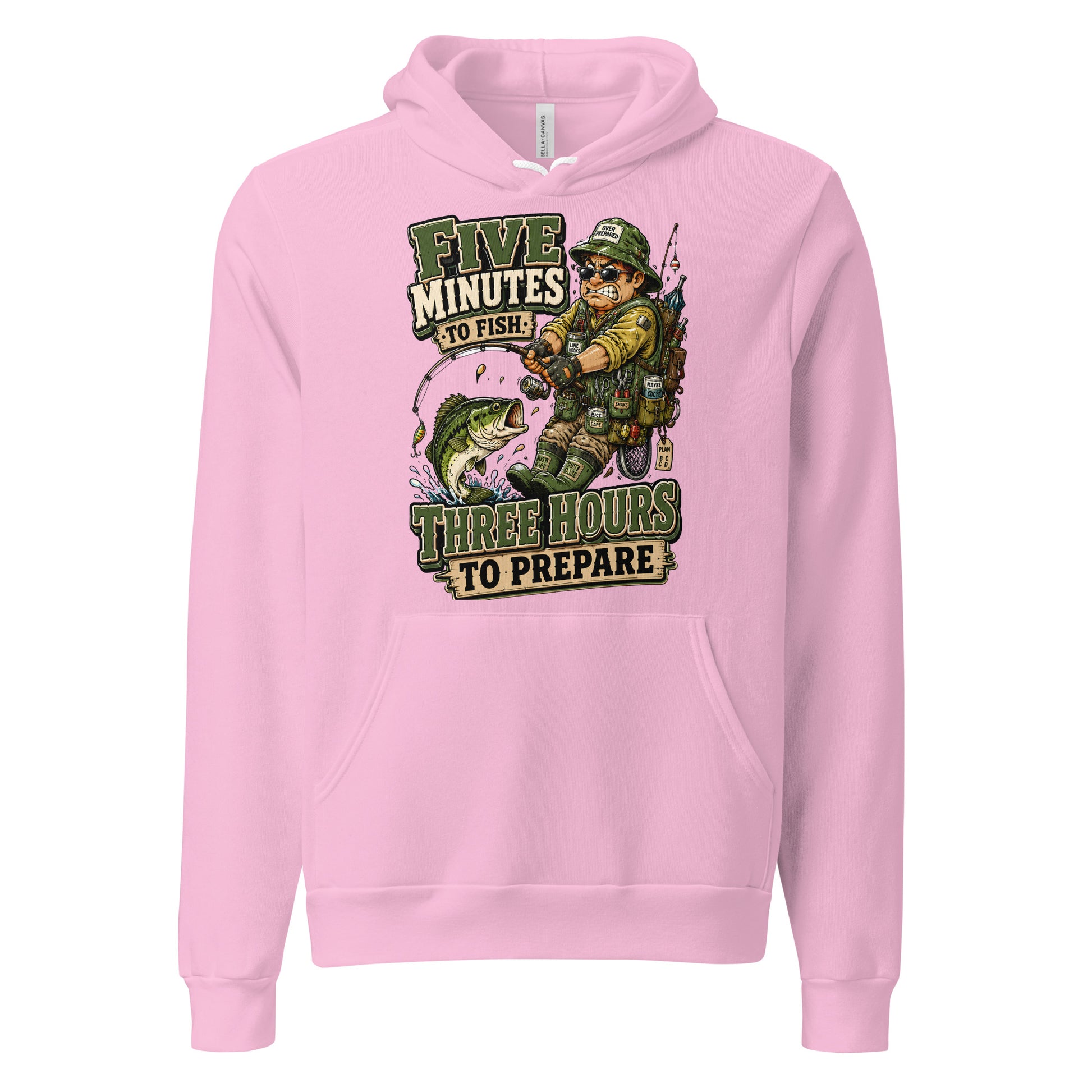 Three Hours To Prepare Hoodie - Funny Bass Fishing Lovers Graphic Pullover by printfluence.net