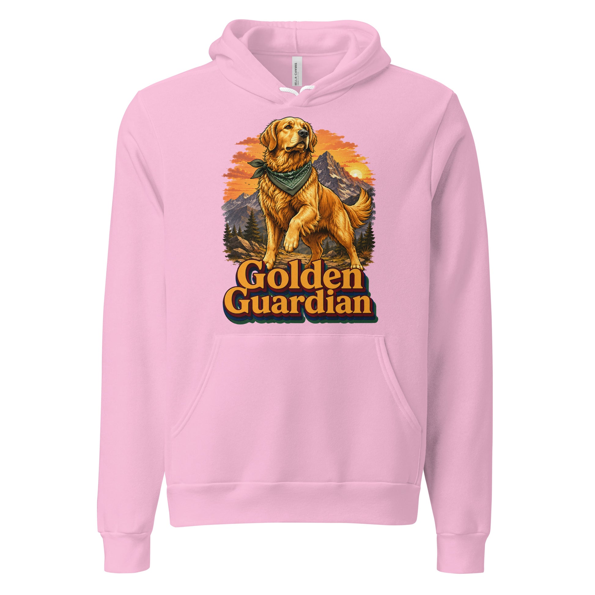 Golden Retriever Lovers Unisex Pullover Hoodie — "Golden Guardian" Mountain Explorer Dog Design by printfluence.net