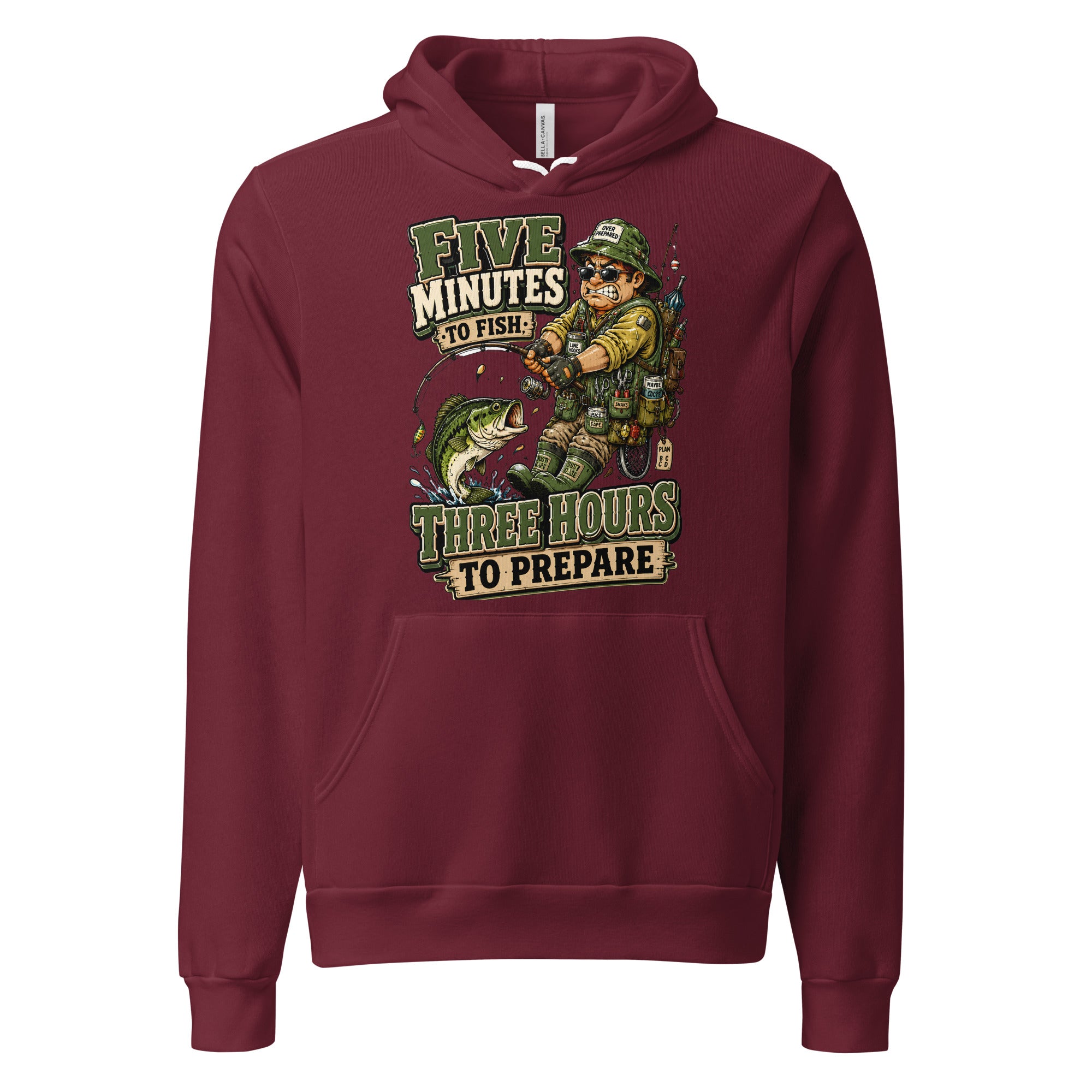 Three Hours To Prepare Hoodie - Funny Bass Fishing Lovers Graphic Pullover by printfluence.net