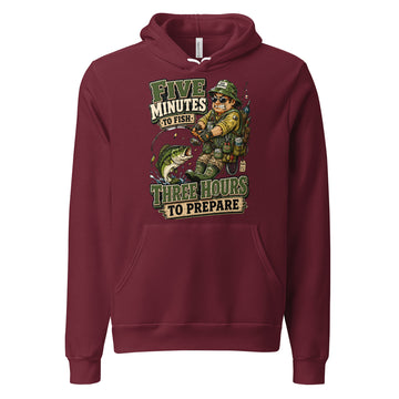 Three Hours To Prepare Hoodie - Funny Bass Fishing Lovers Graphic Pullover by printfluence.net