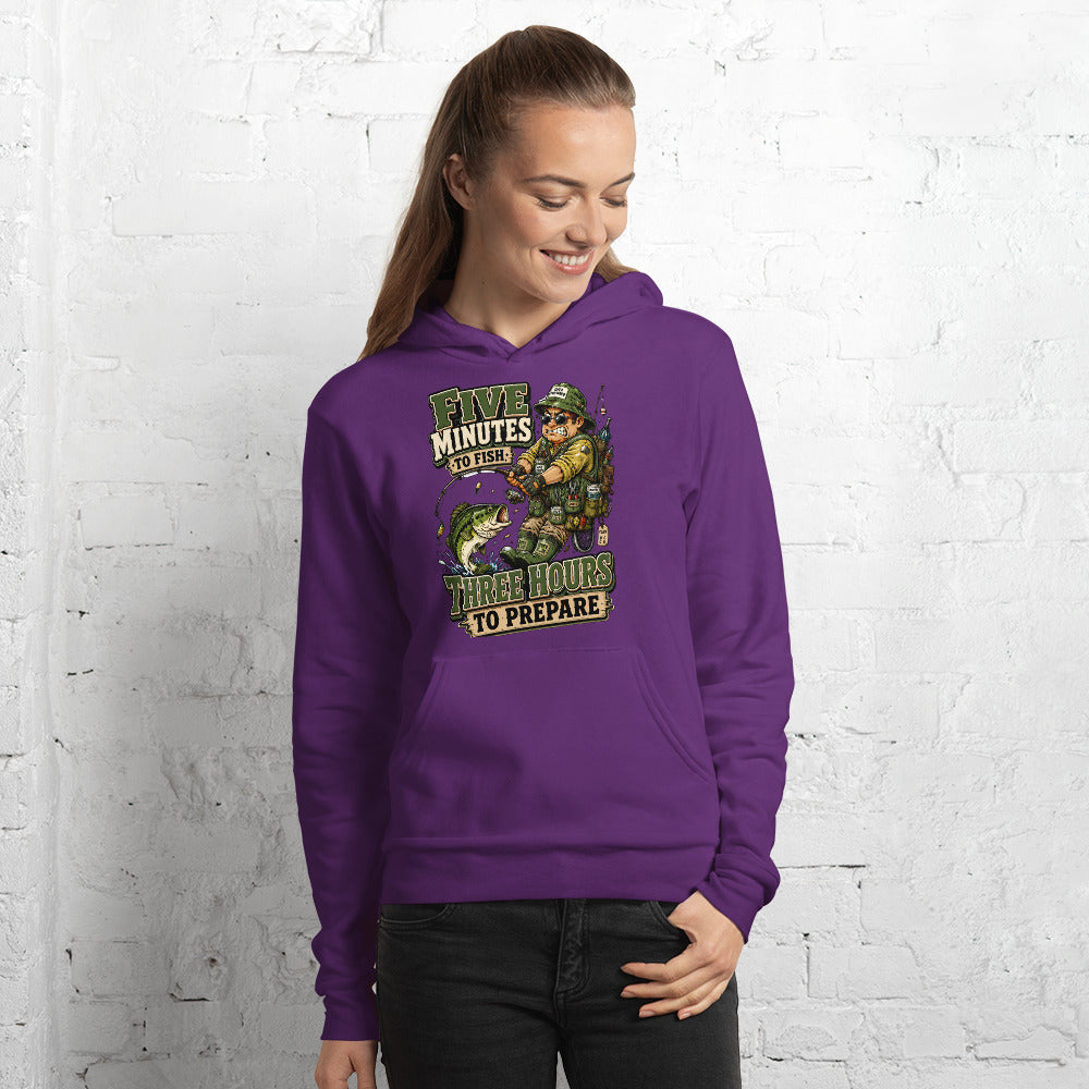 Three Hours To Prepare Hoodie - Funny Bass Fishing Lovers Graphic Pullover by printfluence.net
