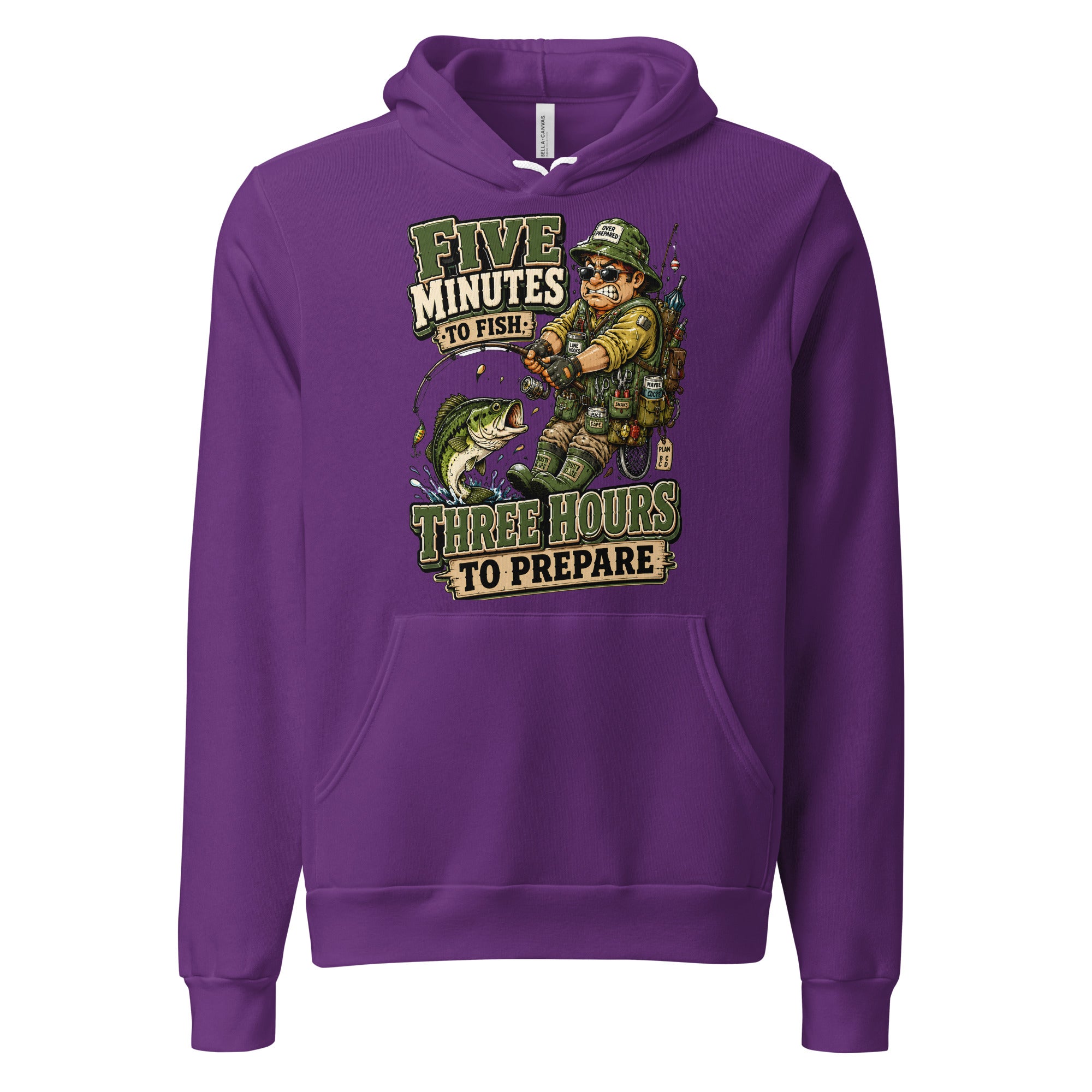Three Hours To Prepare Hoodie - Funny Bass Fishing Lovers Graphic Pullover by printfluence.net