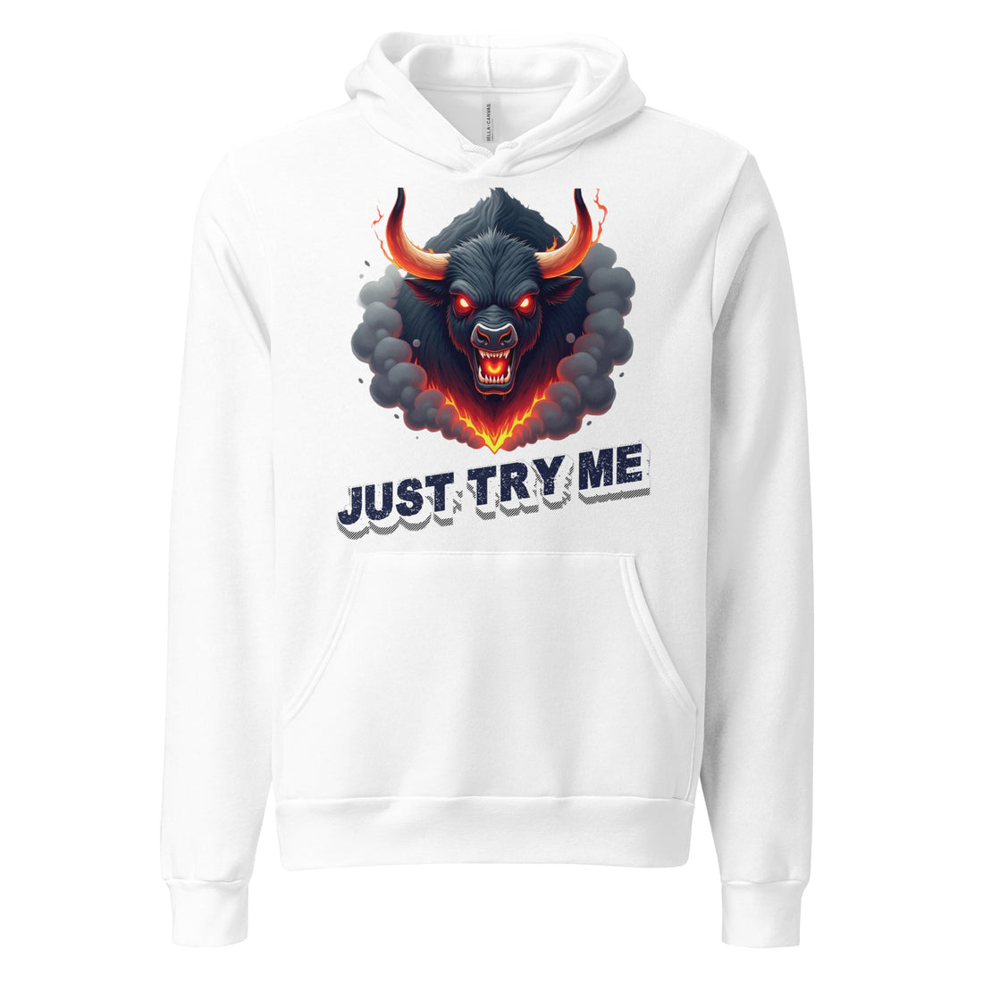 Unisex hoodie - Just Try Me Bull Unisex Hoodie – Fearless Power for Elite Warriors by printfluence.net