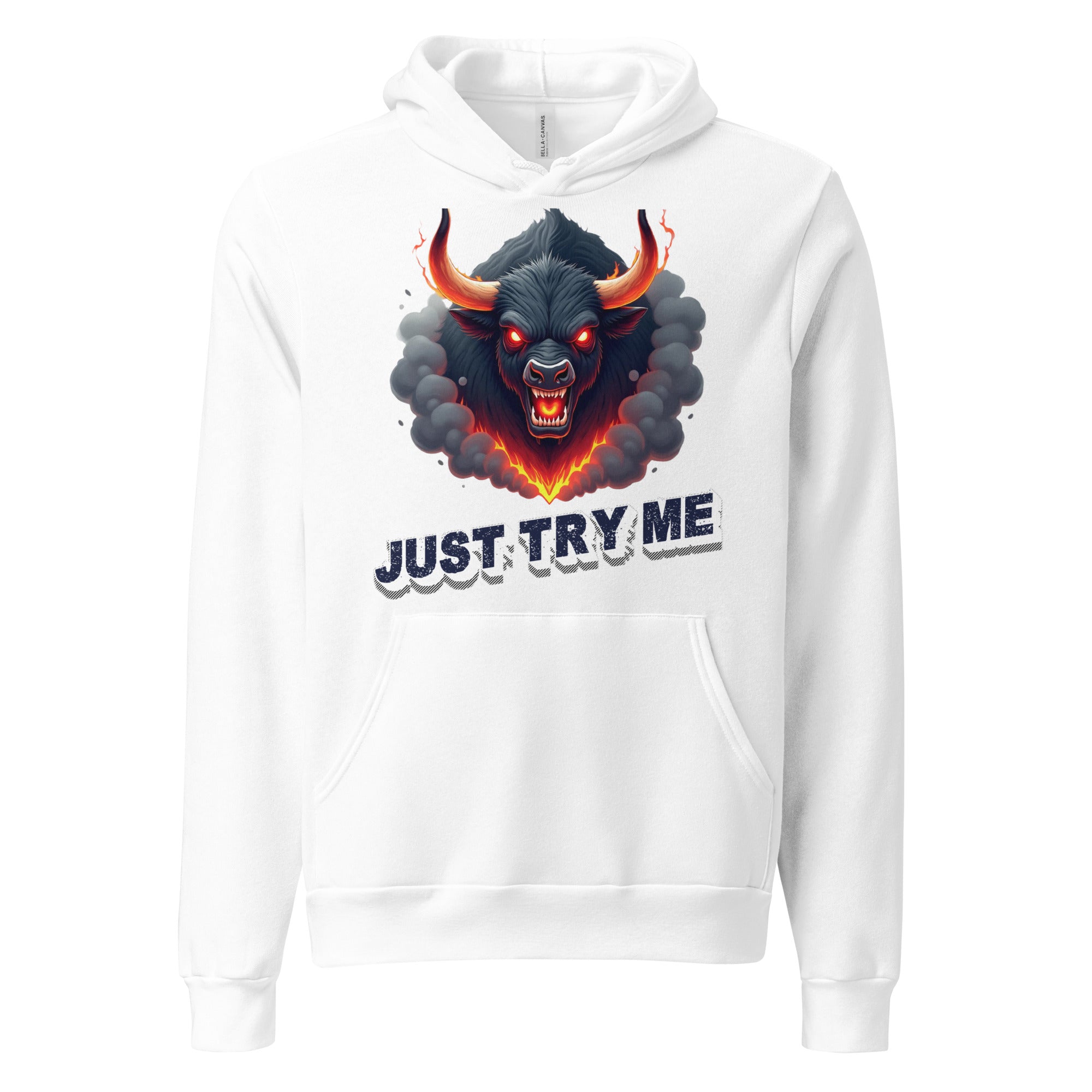 Unisex hoodie - Just Try Me Bull Unisex Hoodie – Fearless Power for Elite Warriors by printfluence.net