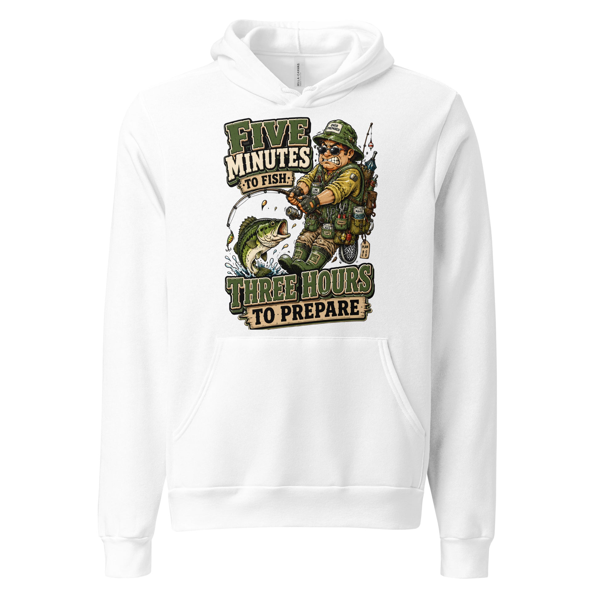 Three Hours To Prepare Hoodie - Funny Bass Fishing Lovers Graphic Pullover by printfluence.net