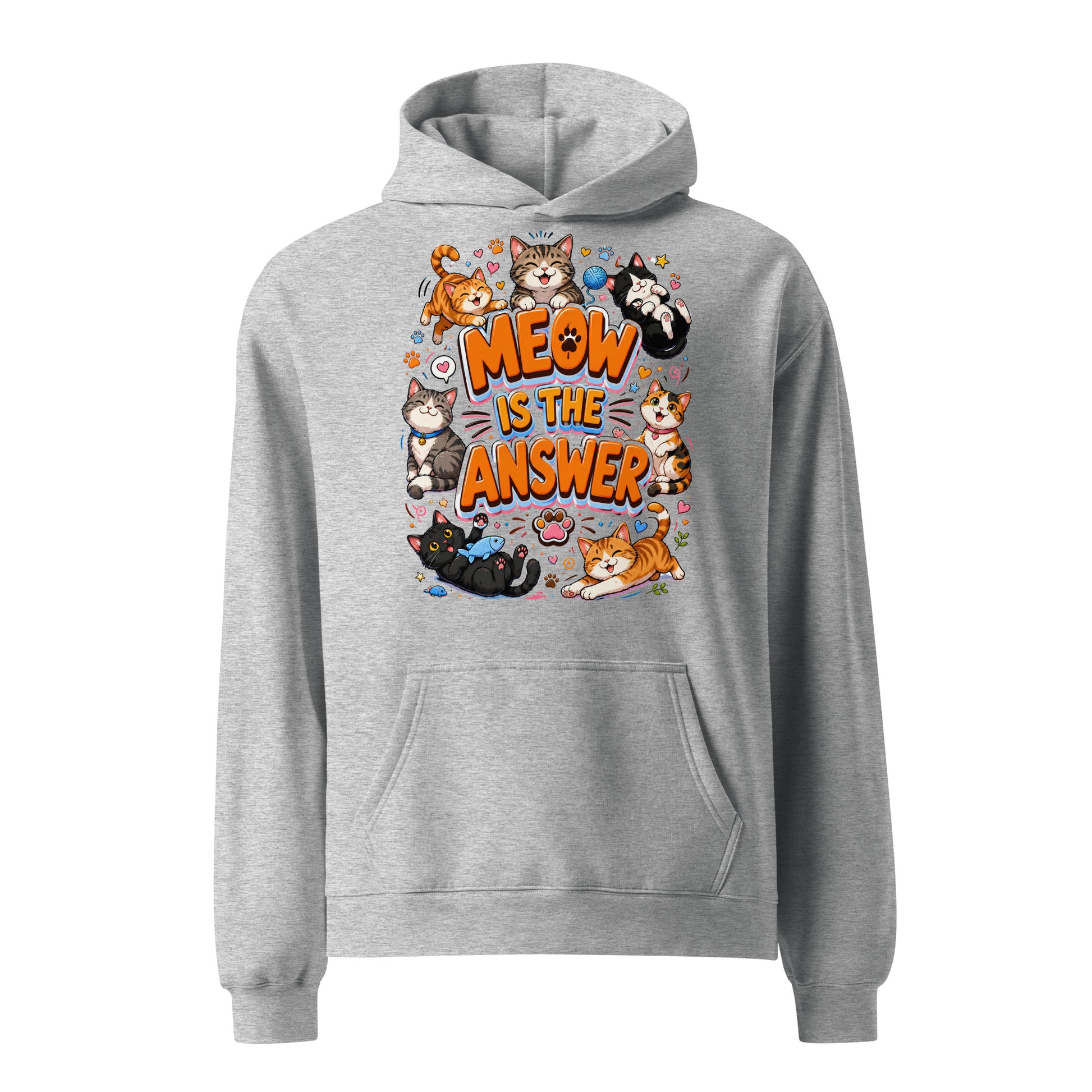 Unisex oversized hoodie - Elite Meow Is The Answer - Premium Luxury Oversized Hoodie for Cat Lovers by printfluence.net