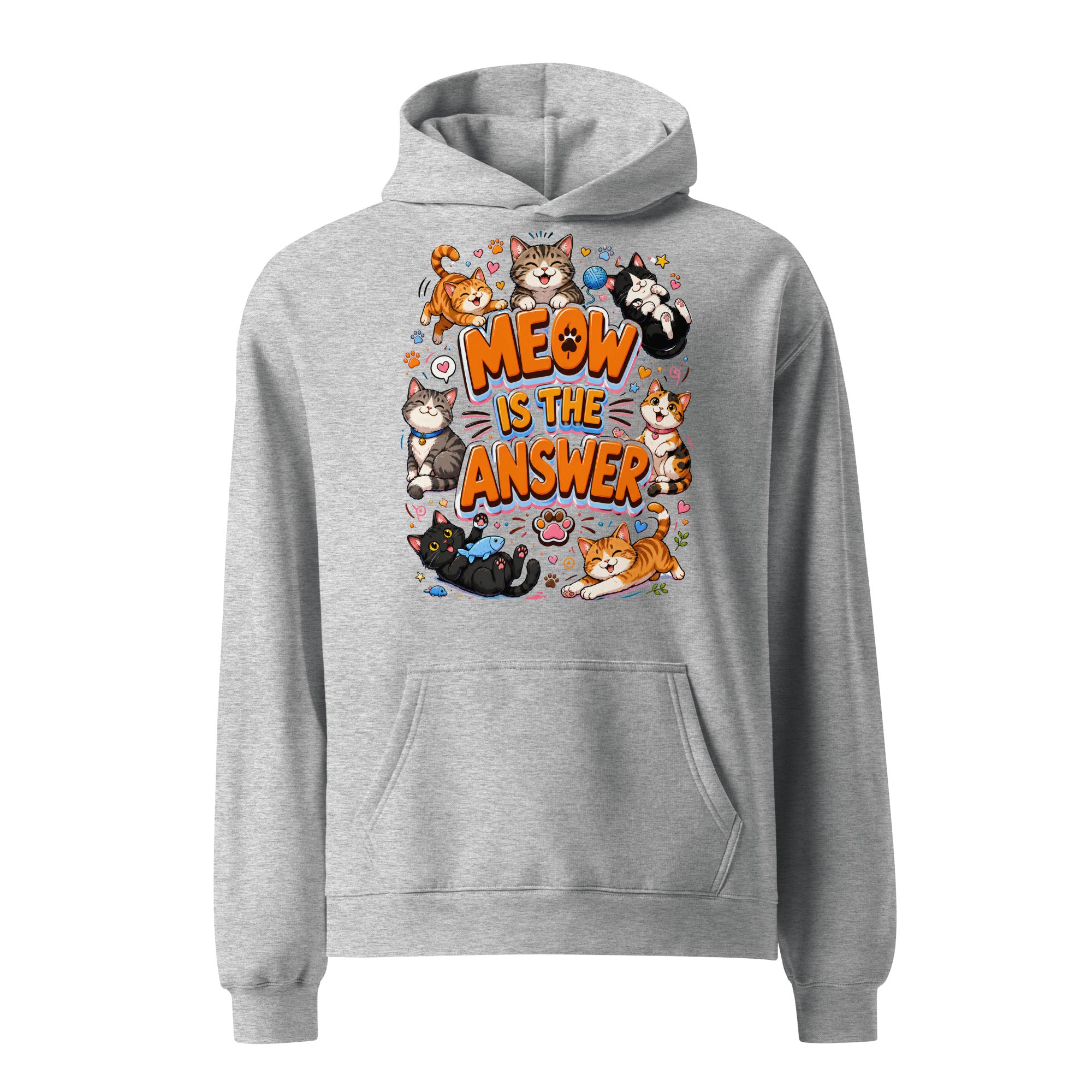 Unisex oversized hoodie - Elite Meow Is The Answer - Premium Luxury Oversized Hoodie for Cat Lovers by printfluence.net