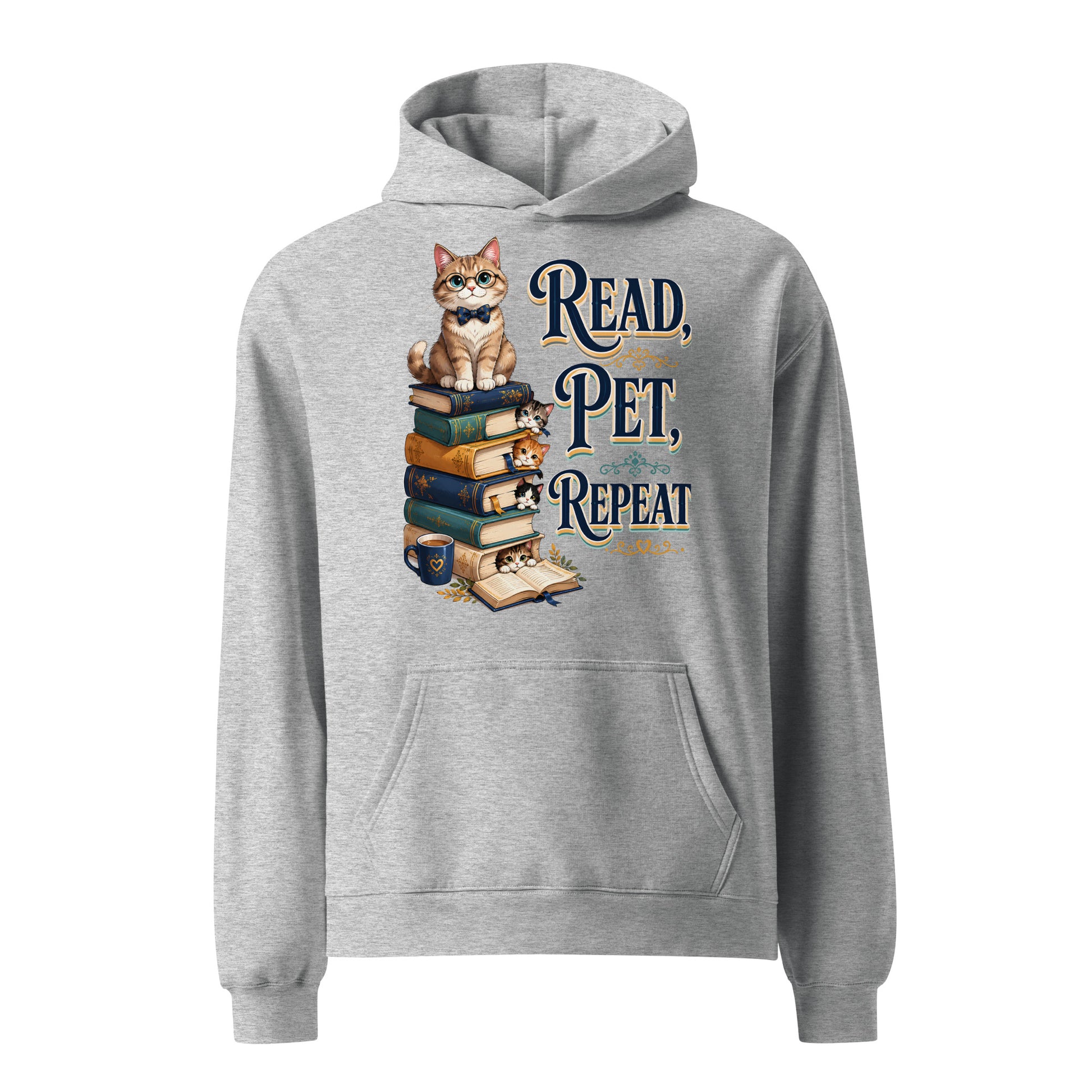 Elite Read Pet Repeat - Premium Luxury Oversized Hoodie for Cat Lovers by printfluence.net