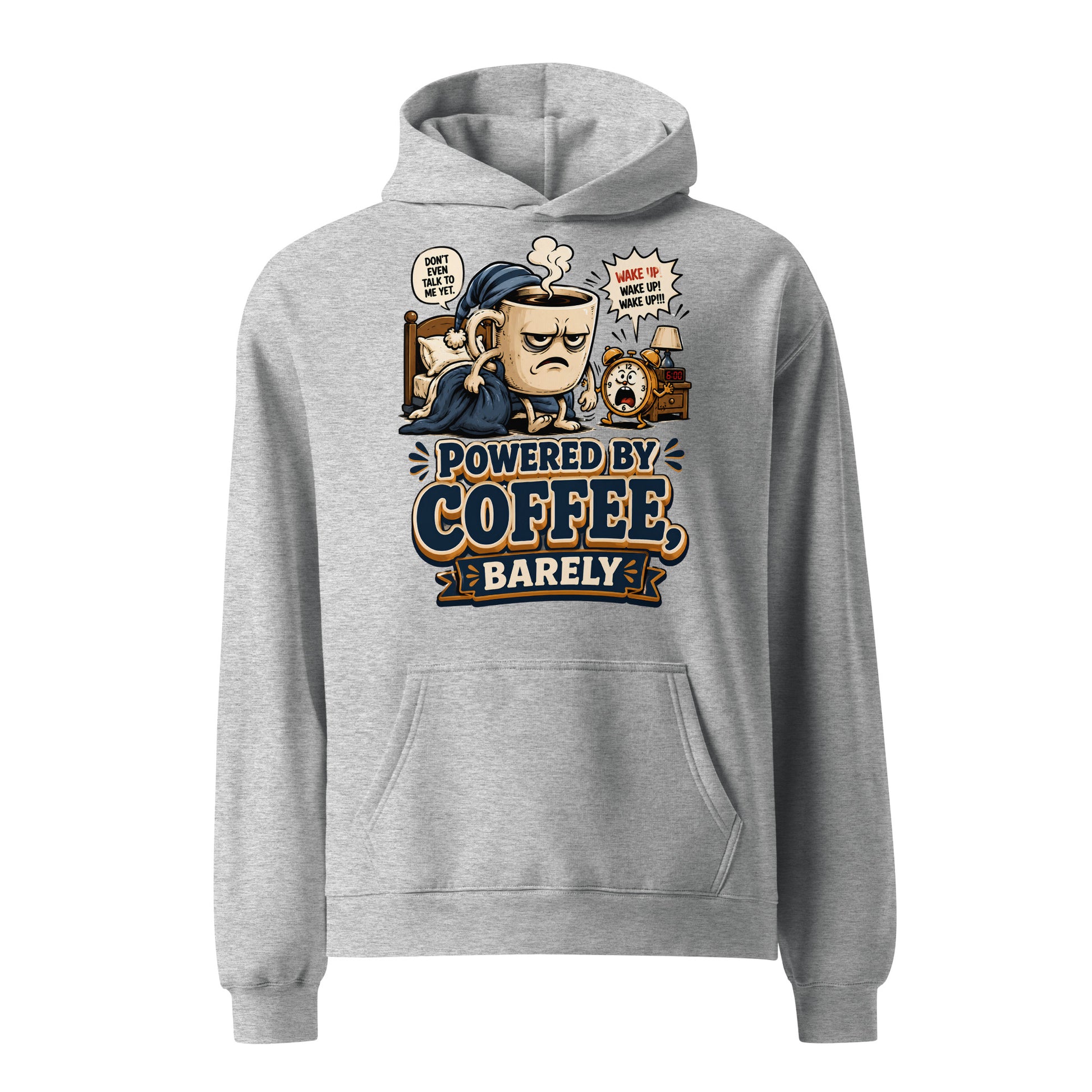 Coffee Lovers Unisex Oversized Hoodie - Powered By Coffee, Barely! by printfluence.net