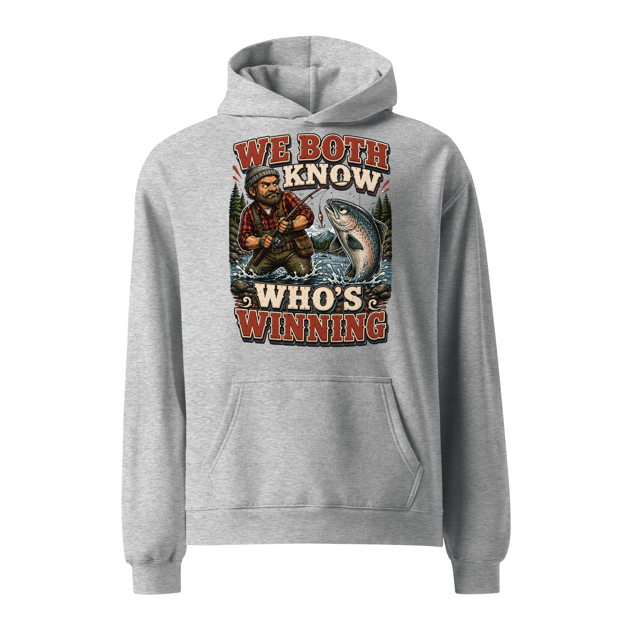 Who's Winning Fishing Oversized Hoodie - Premium Retro Bass Trout Fishing Lovers Pullover by printfluence.net