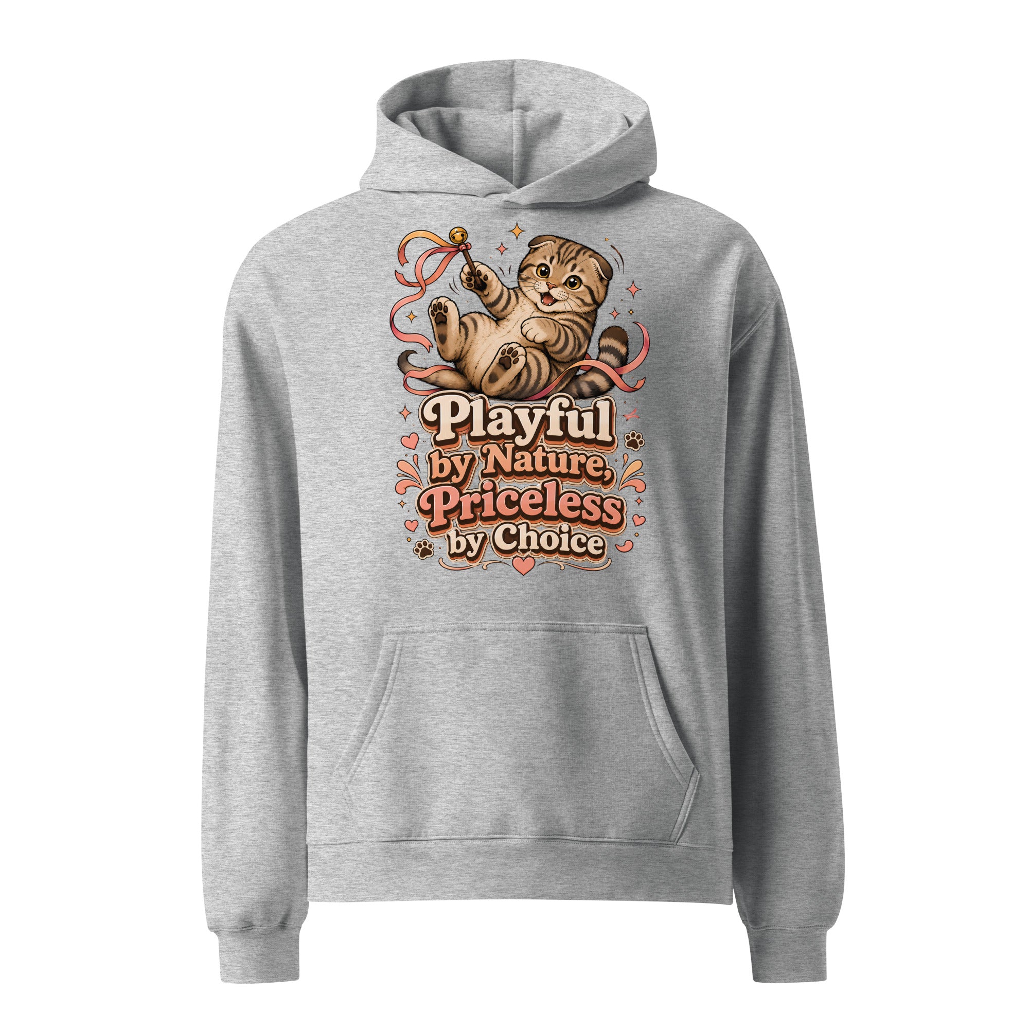 Cat Lovers Unisex Oversized Hoodie Playful by Nature, Priceless by Choice by printfluence.net