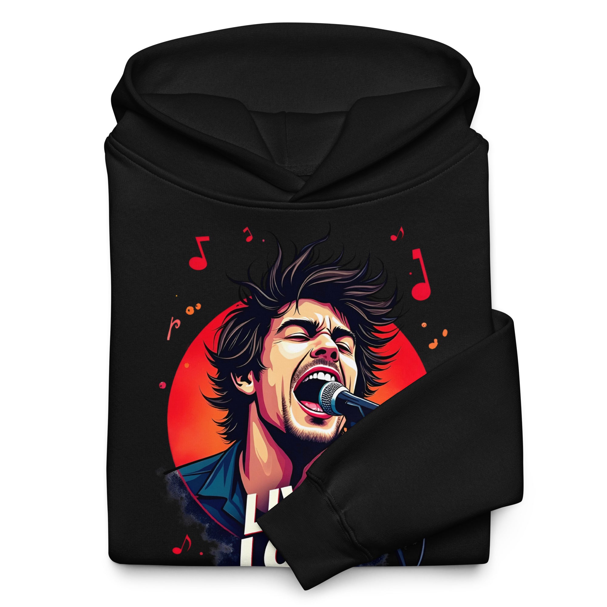 Unisex oversized hoodie - Live Loud Oversized Hoodie – Unisex Rock Singer Graffiti Concert Tee by printfluence.net
