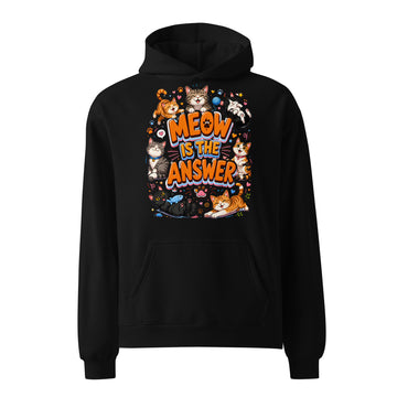 Unisex oversized hoodie - Elite Meow Is The Answer - Premium Luxury Oversized Hoodie for Cat Lovers by printfluence.net