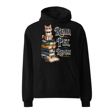 Elite Read Pet Repeat - Premium Luxury Oversized Hoodie for Cat Lovers by printfluence.net
