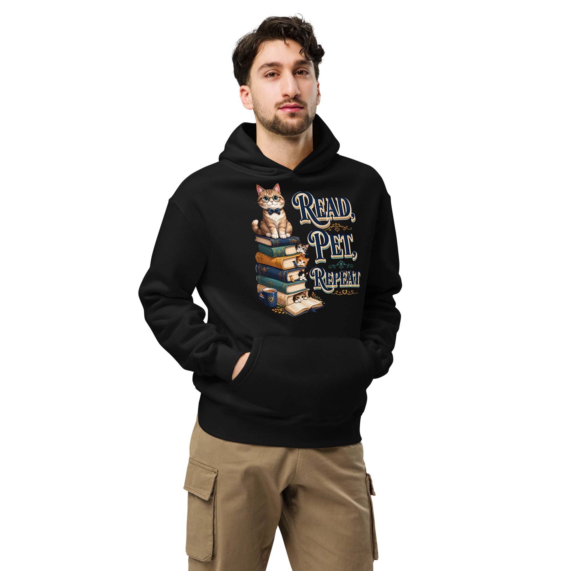 Elite Read Pet Repeat - Premium Luxury Oversized Hoodie for Cat Lovers by printfluence.net