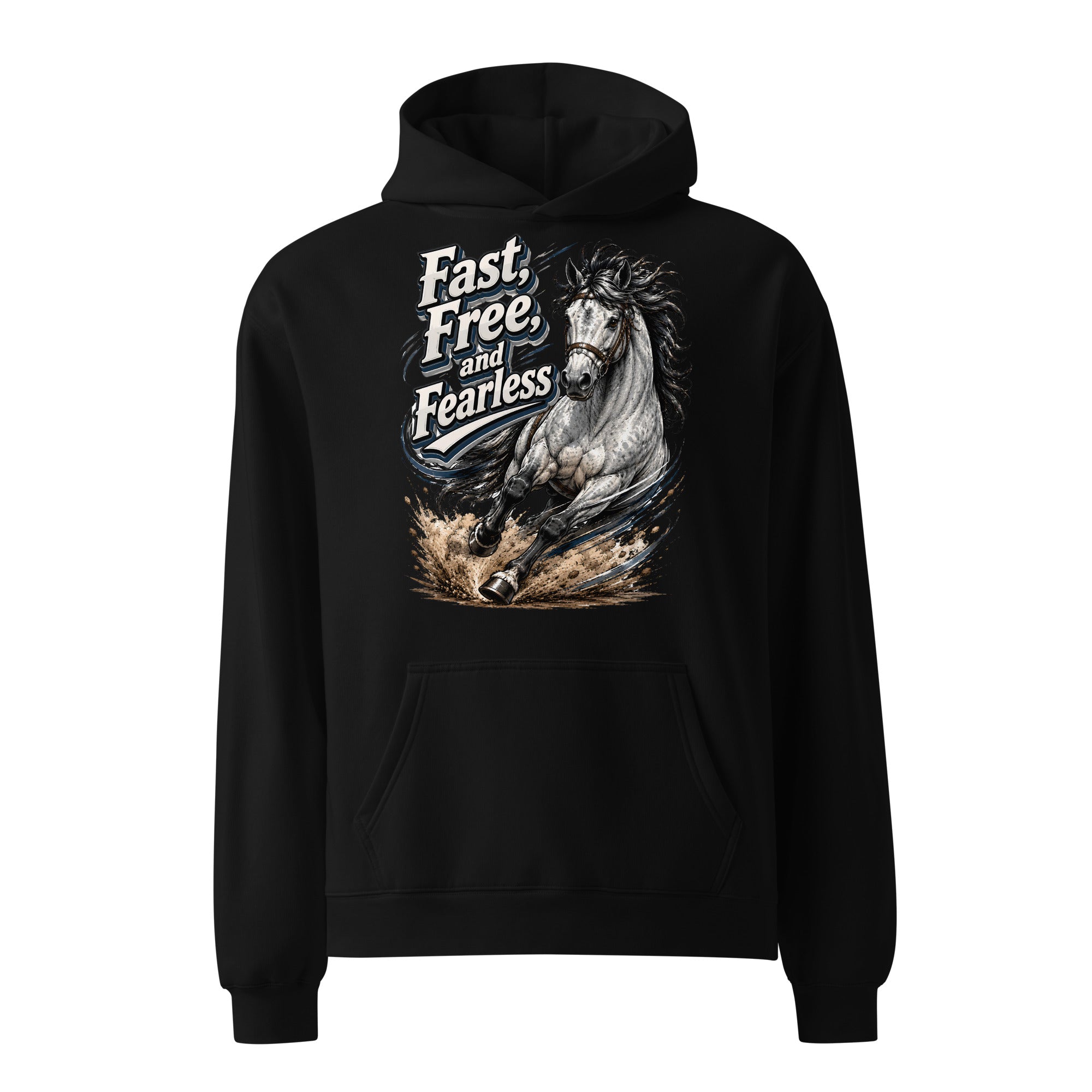 Fast Free Fearless Oversized Hoodie | Streetwear Horse Lovers Gift by printfluence.net