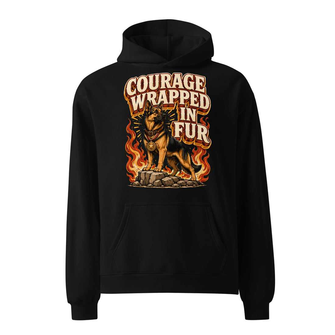 German Shepherd Courage Oversized Hoodie by printfluence.net