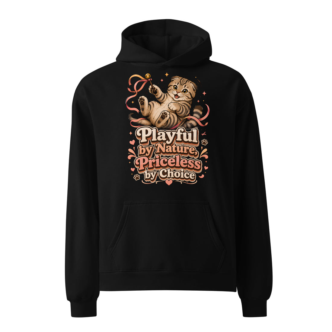 Cat Lovers Unisex Oversized Hoodie Playful by Nature, Priceless by Choice by printfluence.net