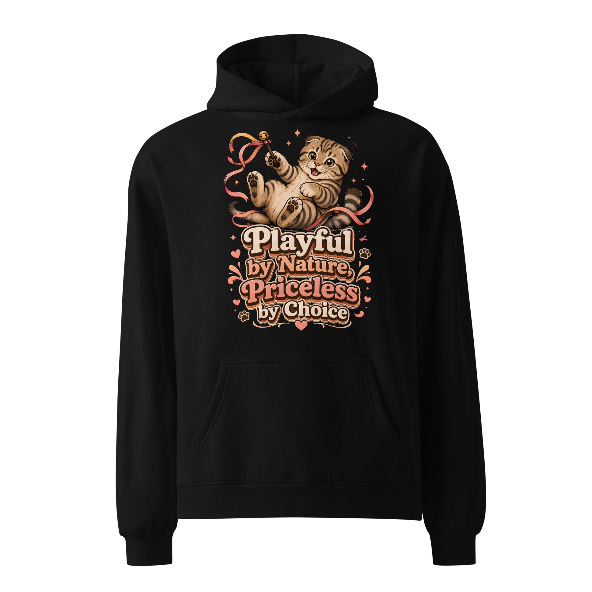 Cat Lovers Unisex Oversized Hoodie Playful by Nature, Priceless by Choice by printfluence.net