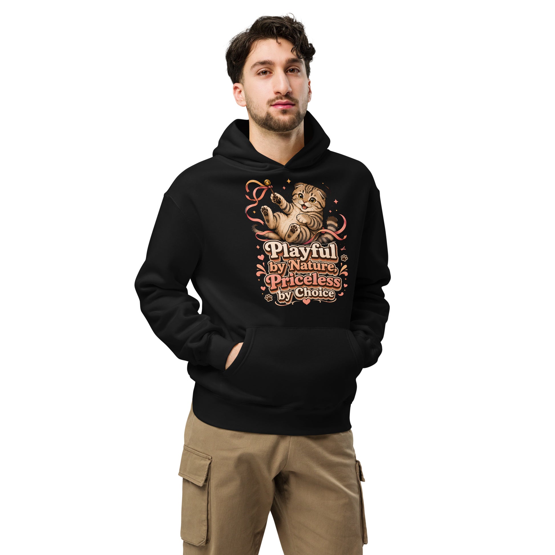 Cat Lovers Unisex Oversized Hoodie Playful by Nature, Priceless by Choice by printfluence.net