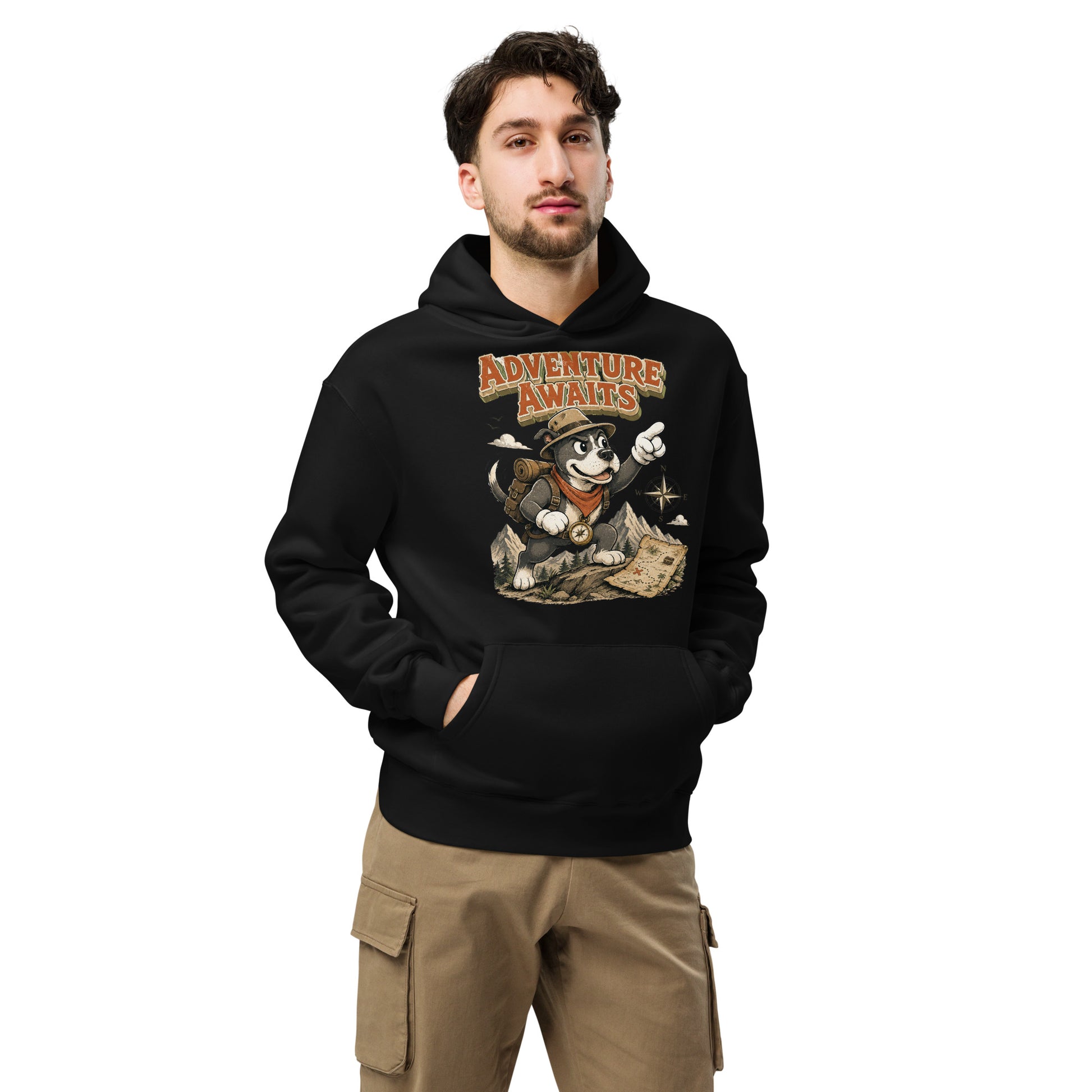 Pitbull Lovers | Unisex Organic Cotton T-Shirt - Adventure Awaits Explorer Dog by printfluence.net