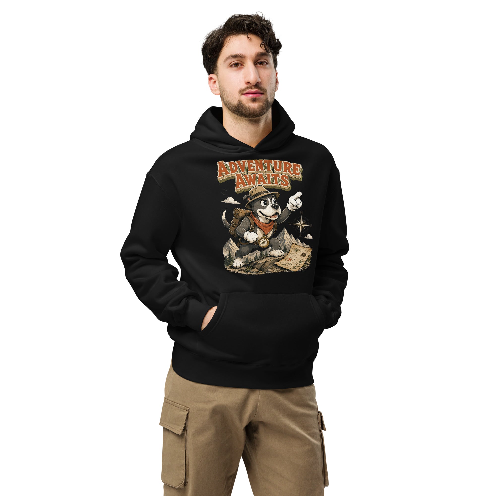 Pitbull Lovers | Unisex Organic Cotton T-Shirt - Adventure Awaits Explorer Dog by printfluence.net