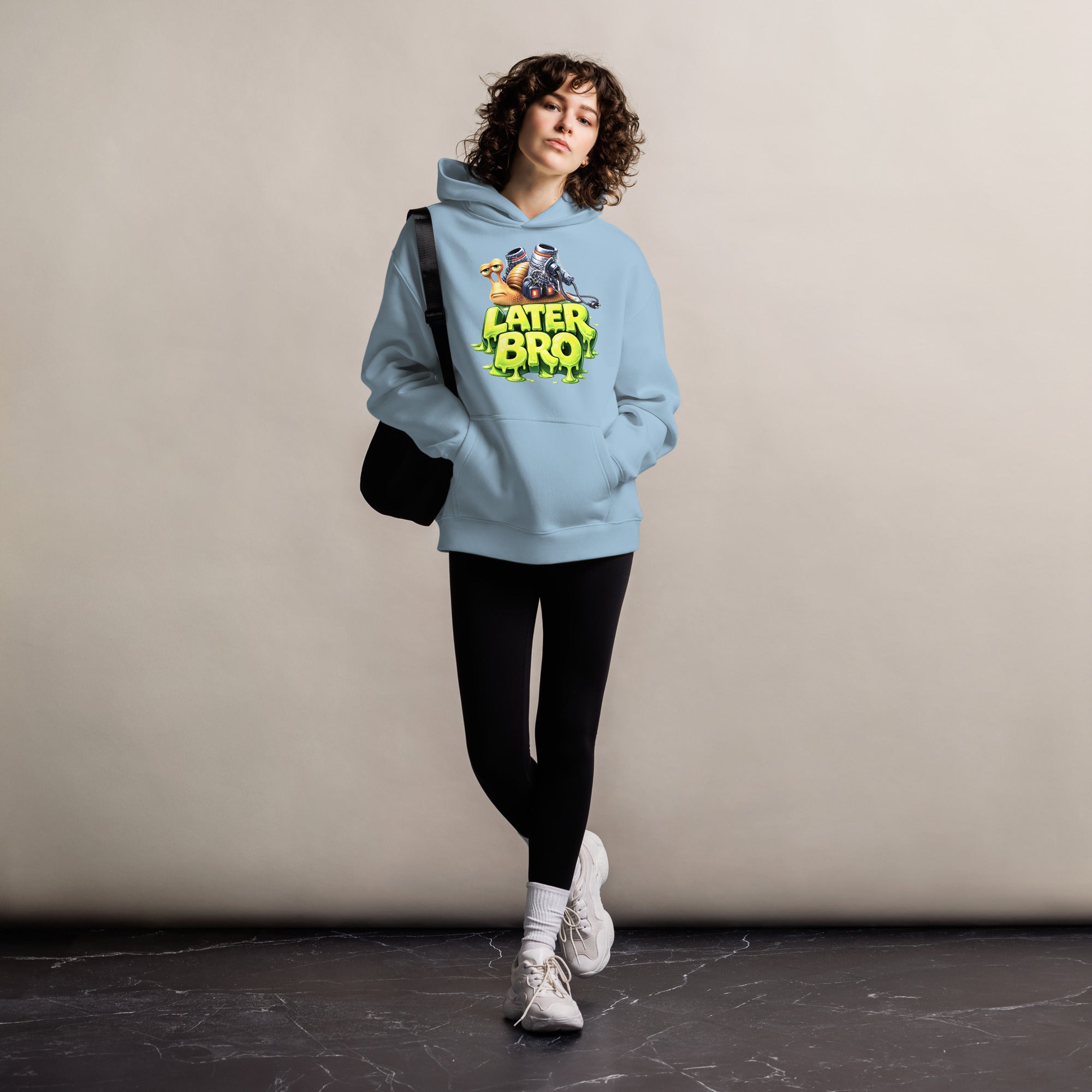 Unisex oversized hoodie - Later Bro: The Ultimate Chill Snail Unisex Oversized Hoodie 🐌💨 by printfluence.net