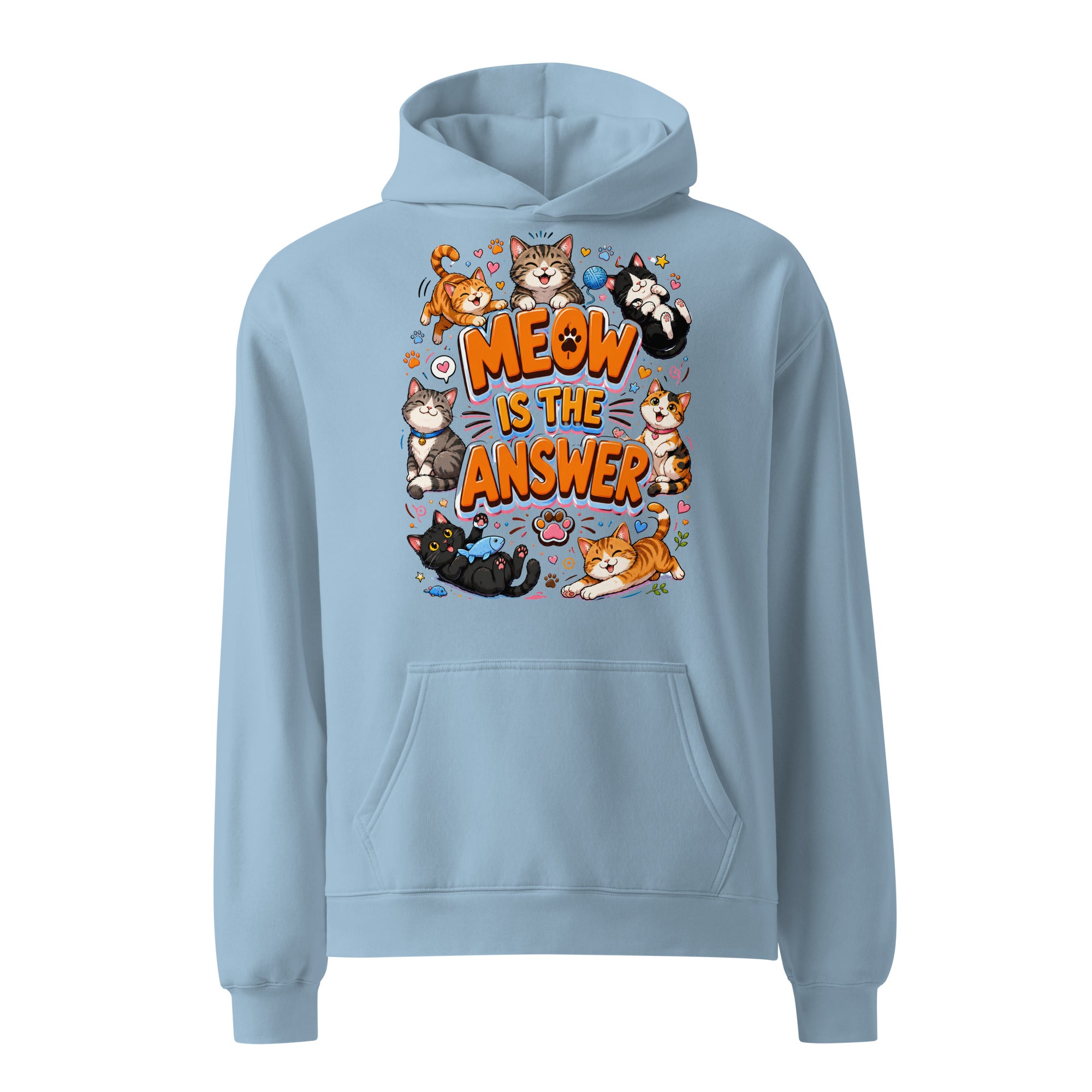 Unisex oversized hoodie - Elite Meow Is The Answer - Premium Luxury Oversized Hoodie for Cat Lovers by printfluence.net