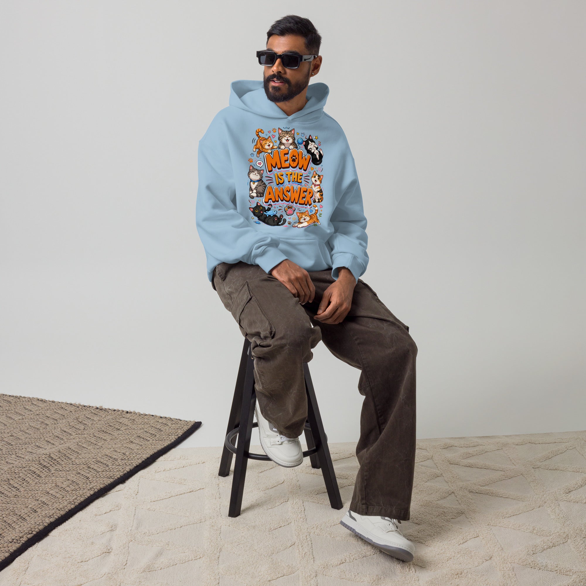 Unisex oversized hoodie - Elite Meow Is The Answer - Premium Luxury Oversized Hoodie for Cat Lovers by printfluence.net