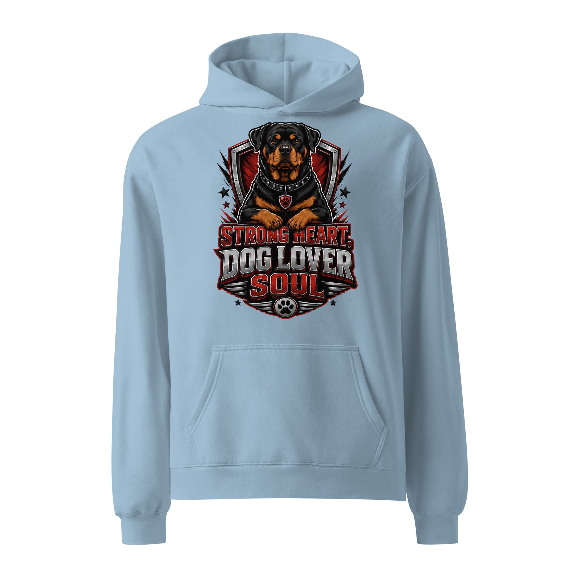 Rottweiler Graphic Oversized Hoodie - Strong Heart Dog Lover Soul Streetwear Pullover by printfluence.net