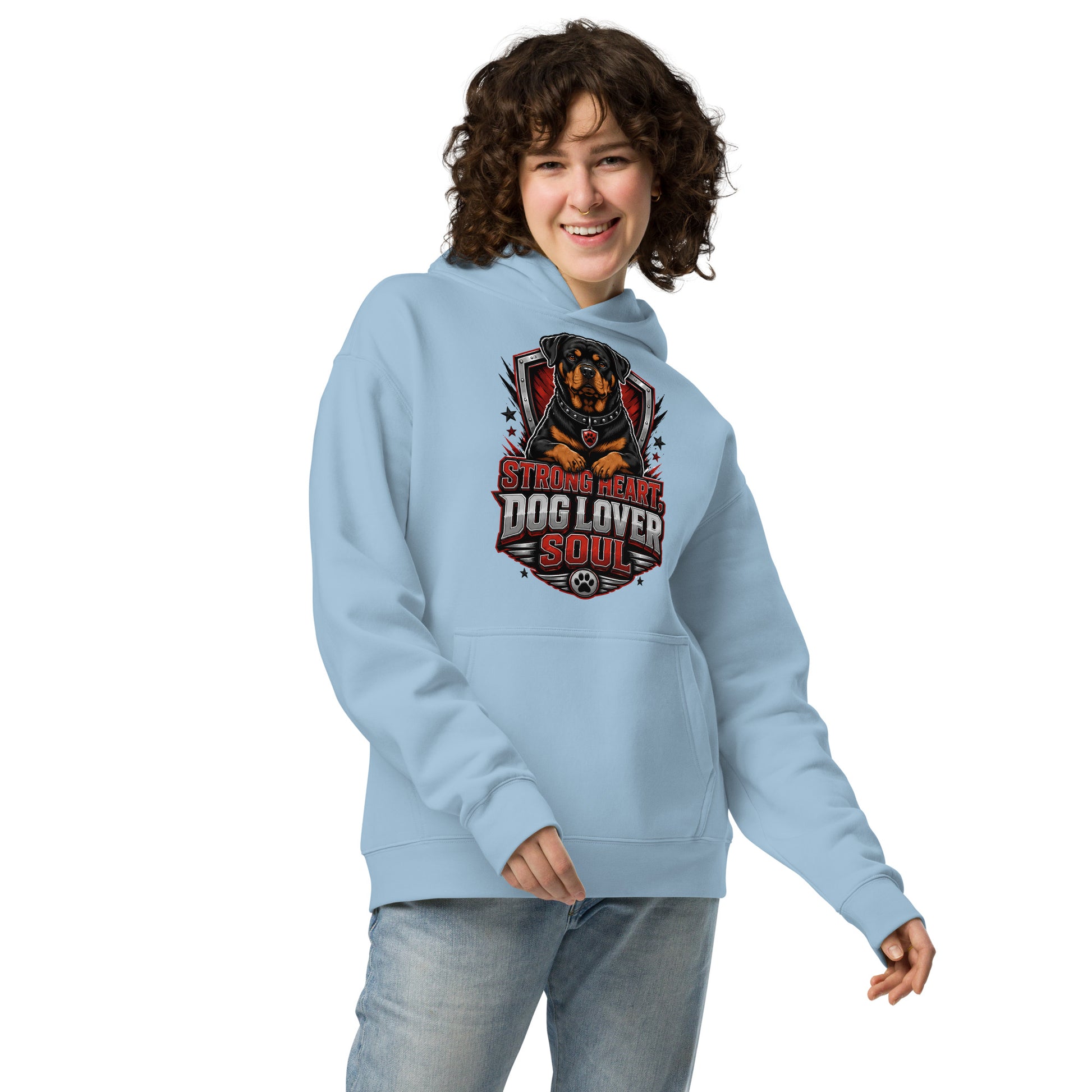 Rottweiler Graphic Oversized Hoodie - Strong Heart Dog Lover Soul Streetwear Pullover by printfluence.net