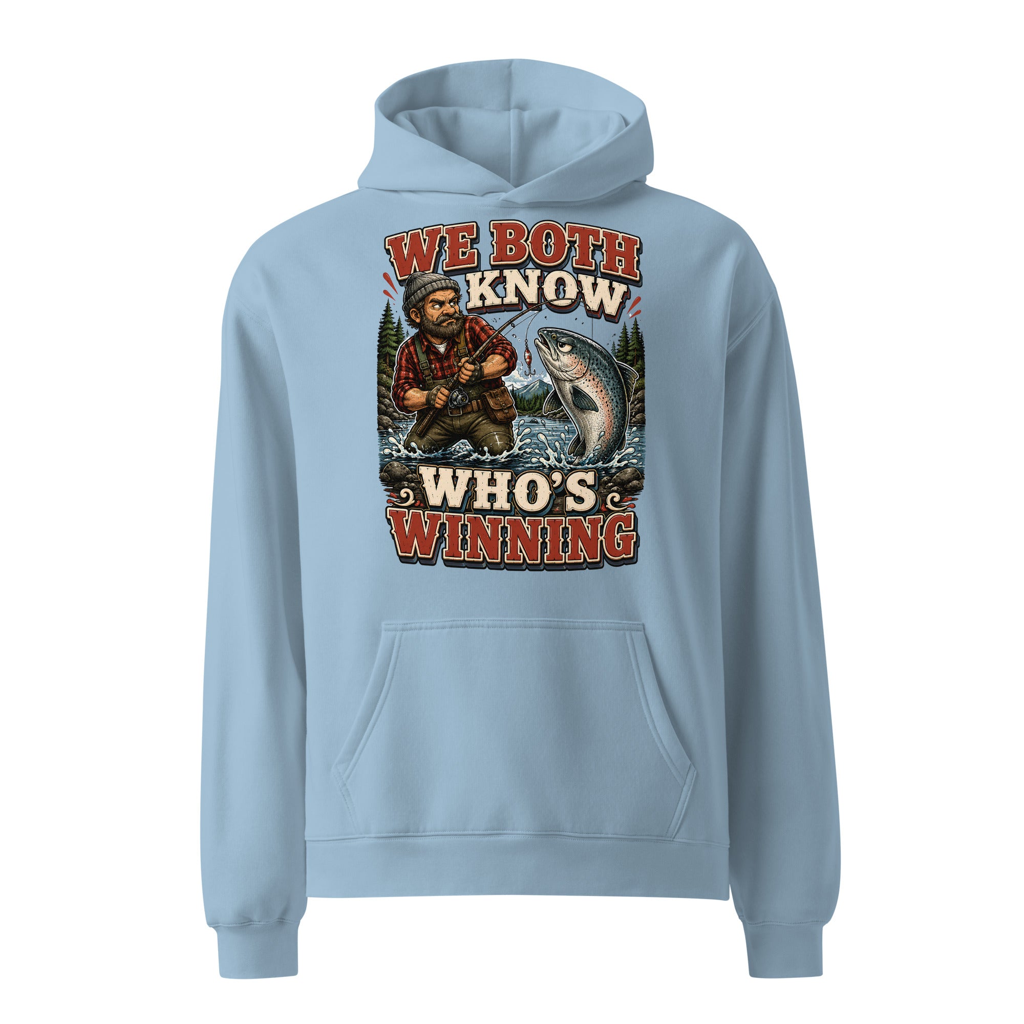 Who's Winning Fishing Oversized Hoodie - Premium Retro Bass Trout Fishing Lovers Pullover by printfluence.net