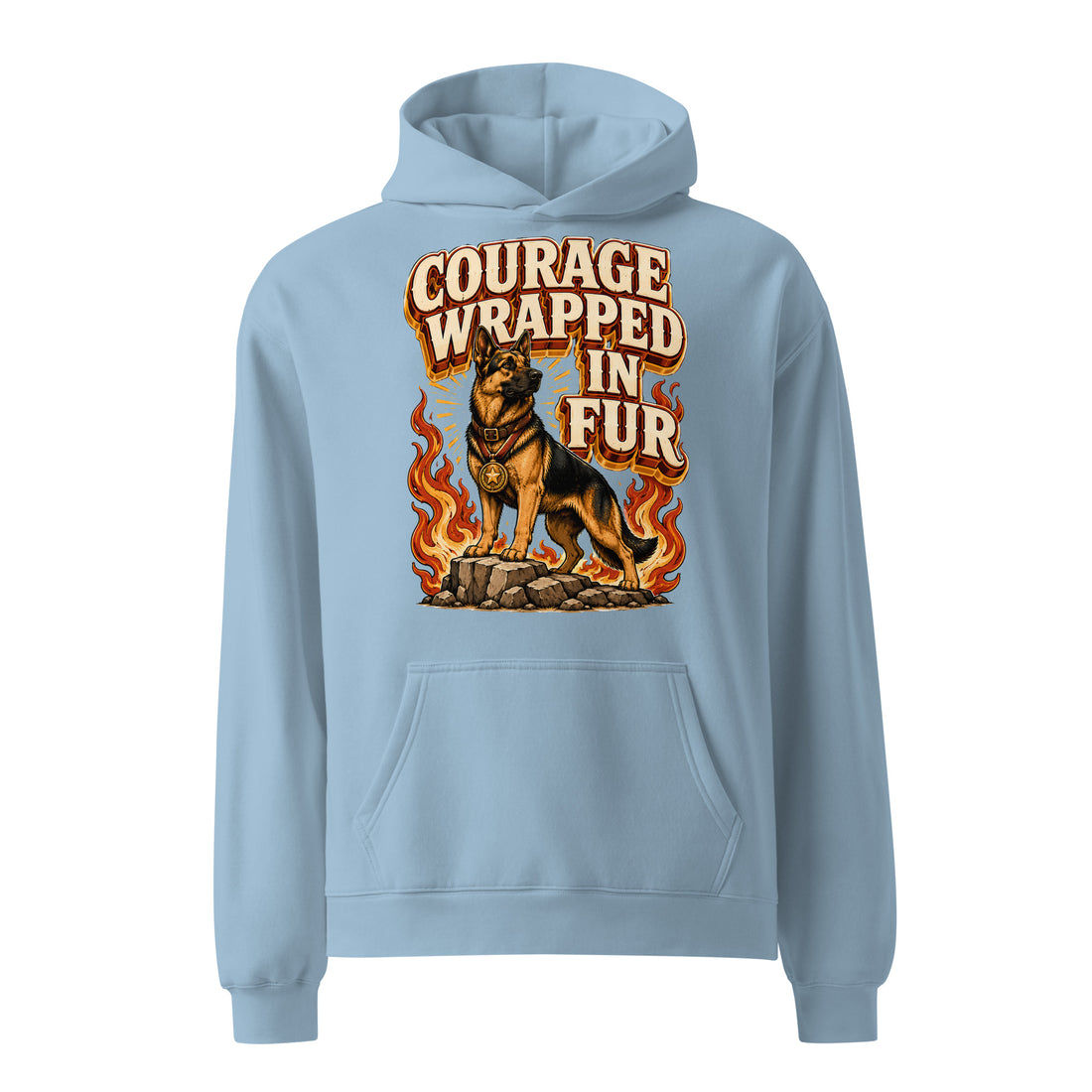 German Shepherd Courage Oversized Hoodie by printfluence.net