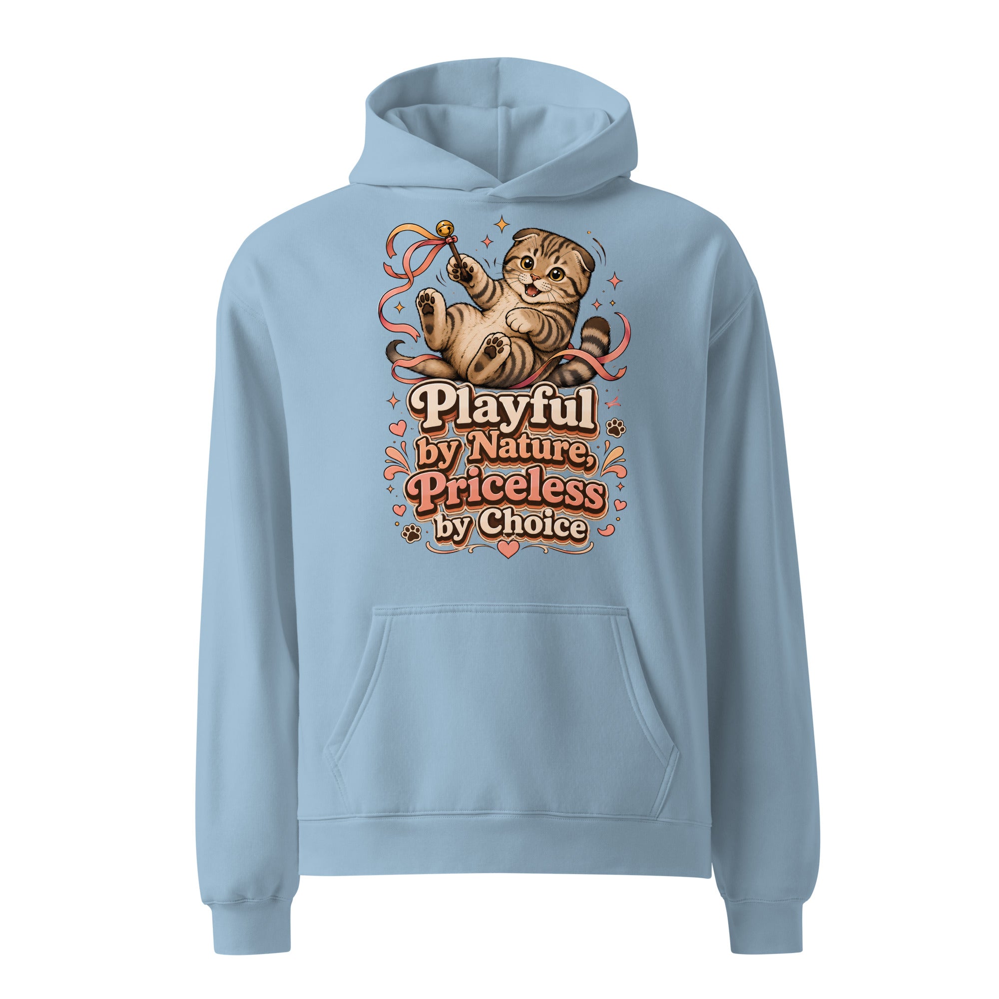 Cat Lovers Unisex Oversized Hoodie Playful by Nature, Priceless by Choice by printfluence.net