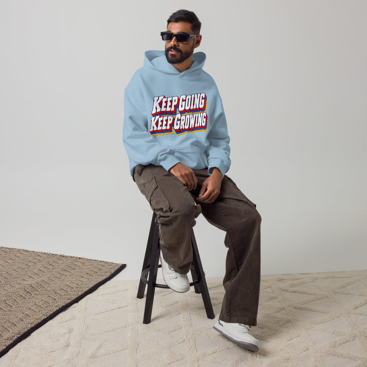 Inspirational Quotes Lovers | Unisex Oversized Hoodie — KEEP GOING KEEP GROWING by printfluence