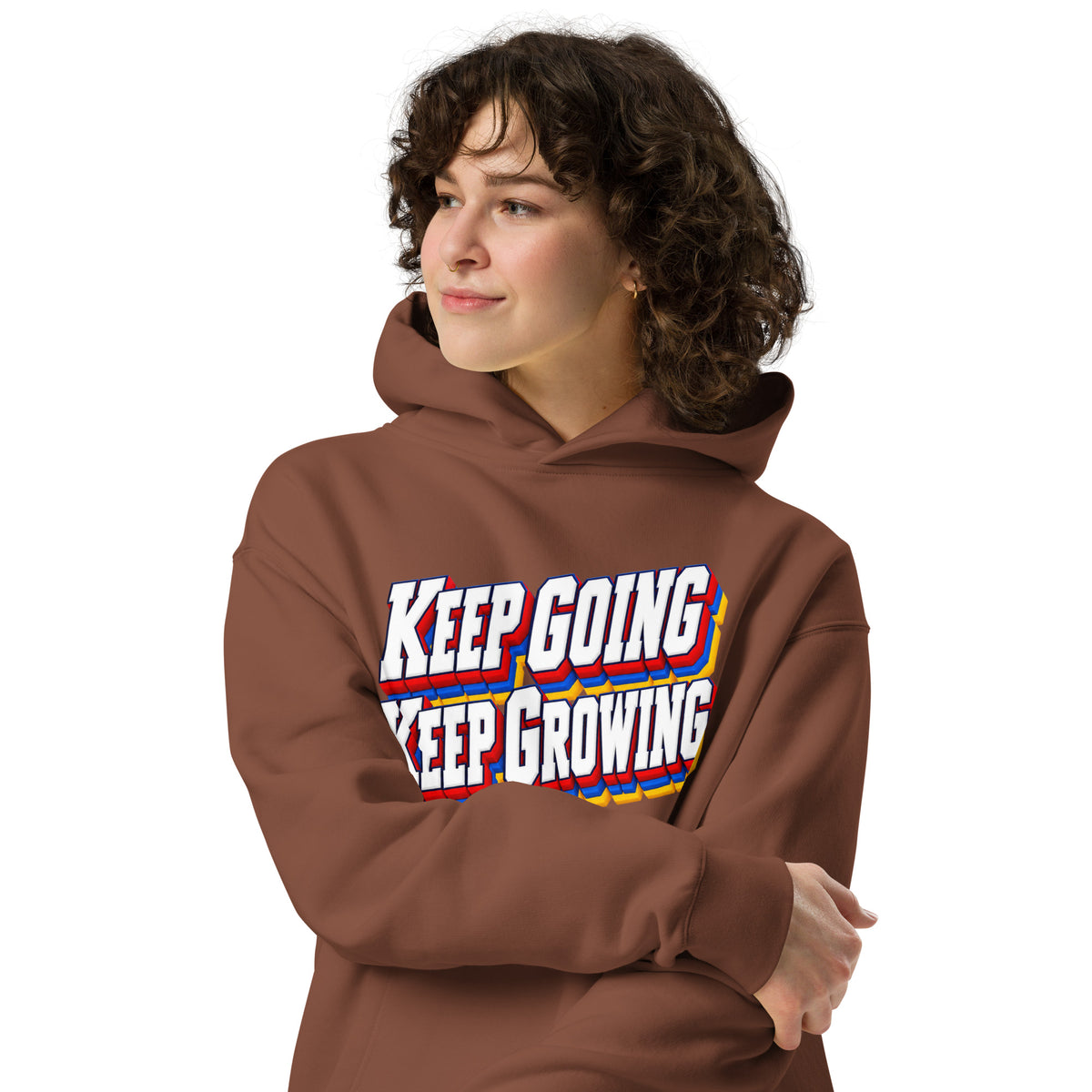 Inspirational Quotes Lovers | Unisex Oversized Hoodie — KEEP GOING KEEP GROWING by printfluence