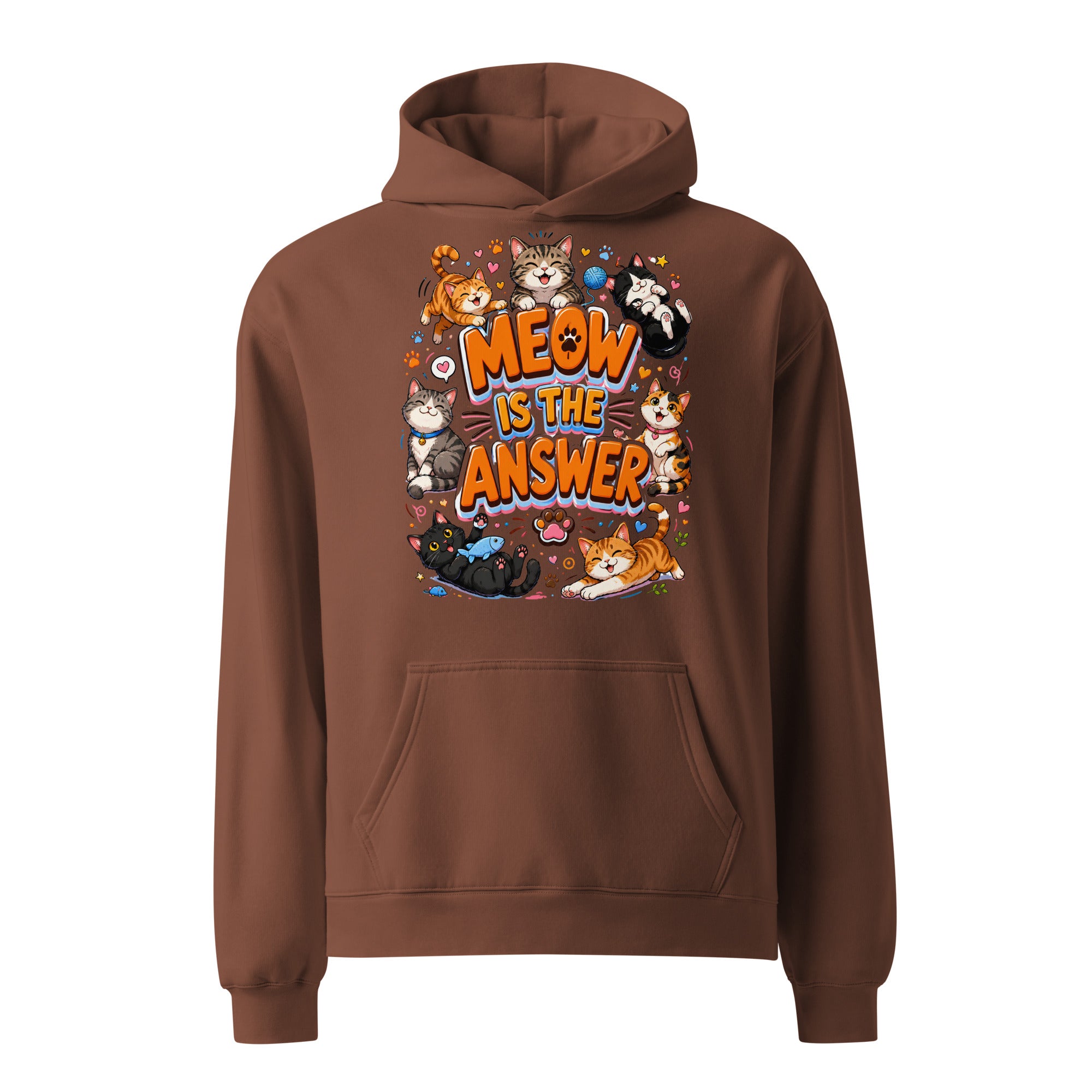Unisex oversized hoodie - Elite Meow Is The Answer - Premium Luxury Oversized Hoodie for Cat Lovers by printfluence.net