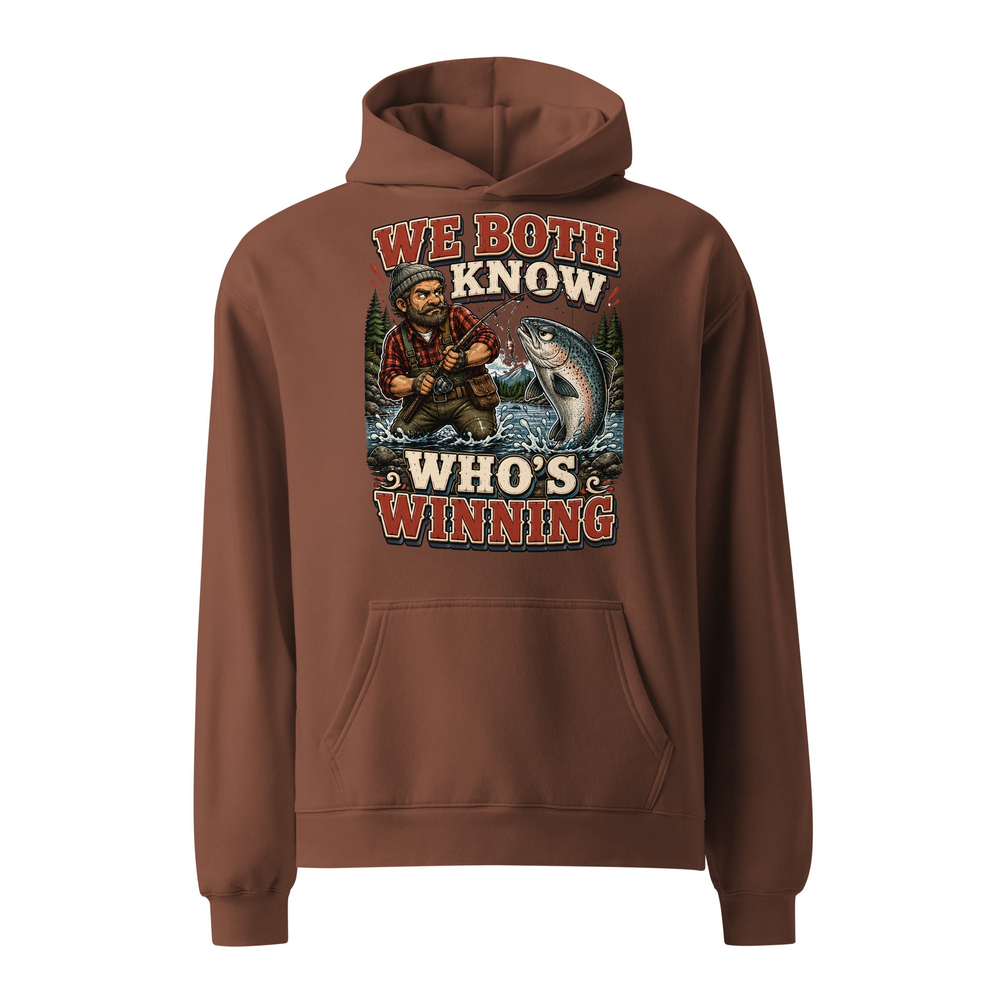 Who's Winning Fishing Oversized Hoodie - Premium Retro Bass Trout Fishing Lovers Pullover by printfluence.net