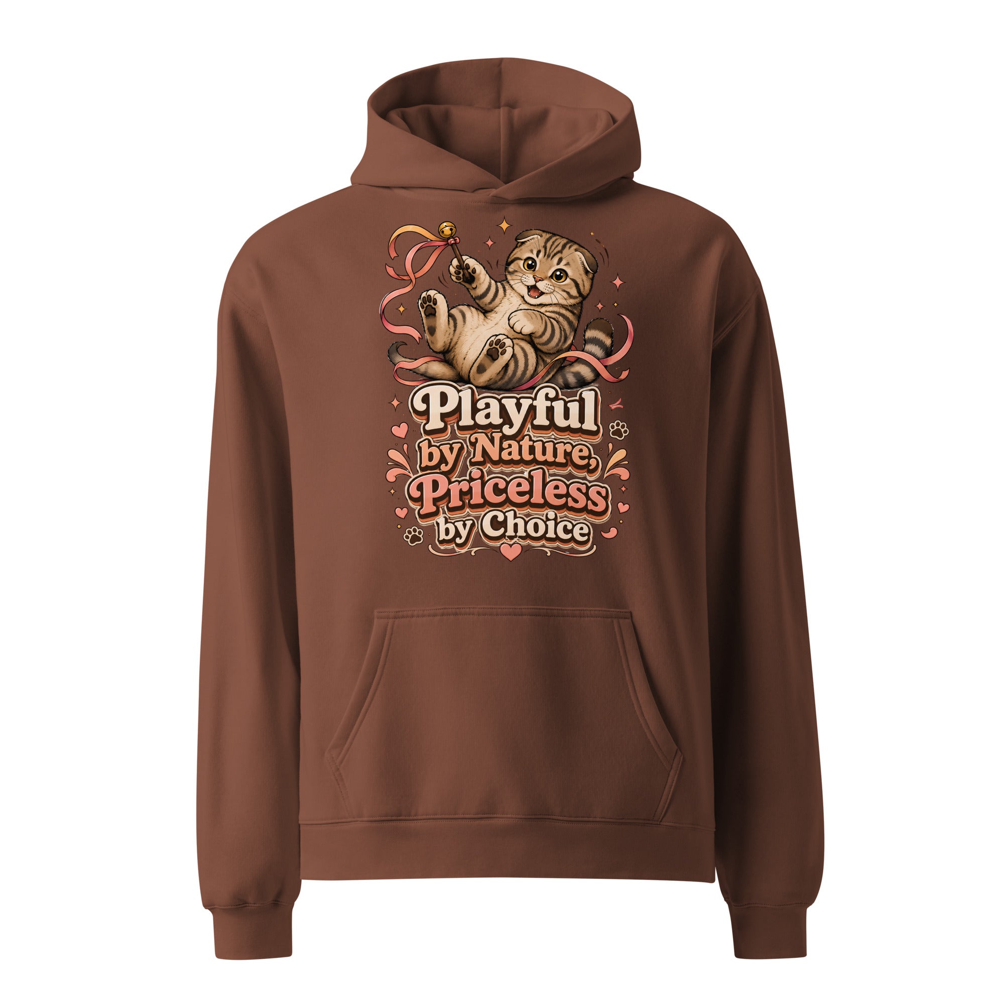 Cat Lovers Unisex Oversized Hoodie Playful by Nature, Priceless by Choice by printfluence.net