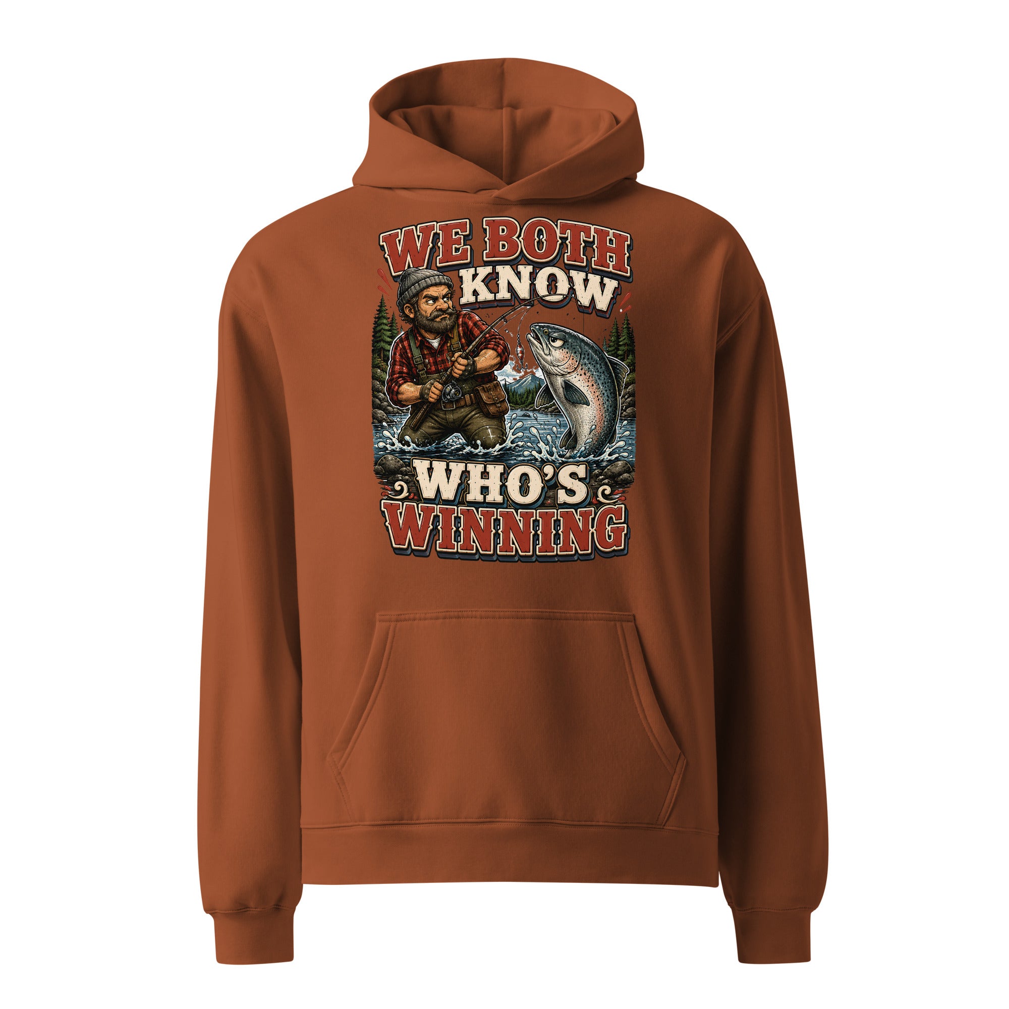 Who's Winning Fishing Oversized Hoodie - Premium Retro Bass Trout Fishing Lovers Pullover by printfluence.net