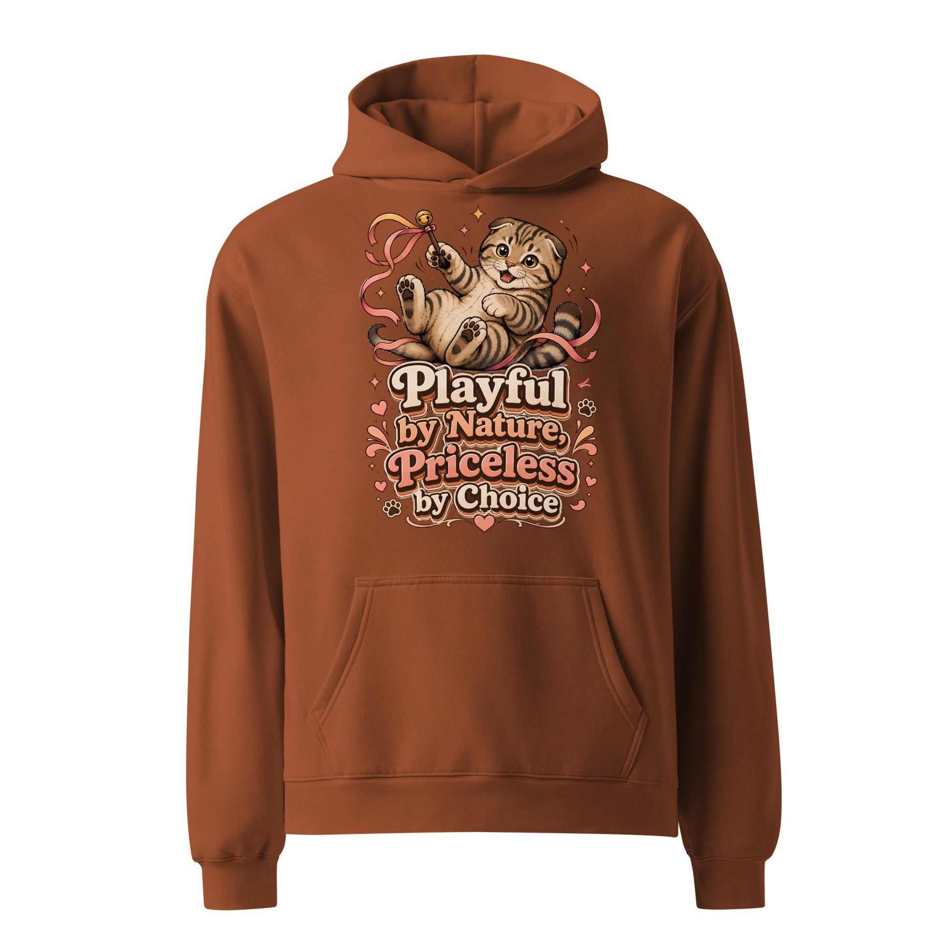Cat Lovers Unisex Oversized Hoodie Playful by Nature, Priceless by Choice by printfluence.net